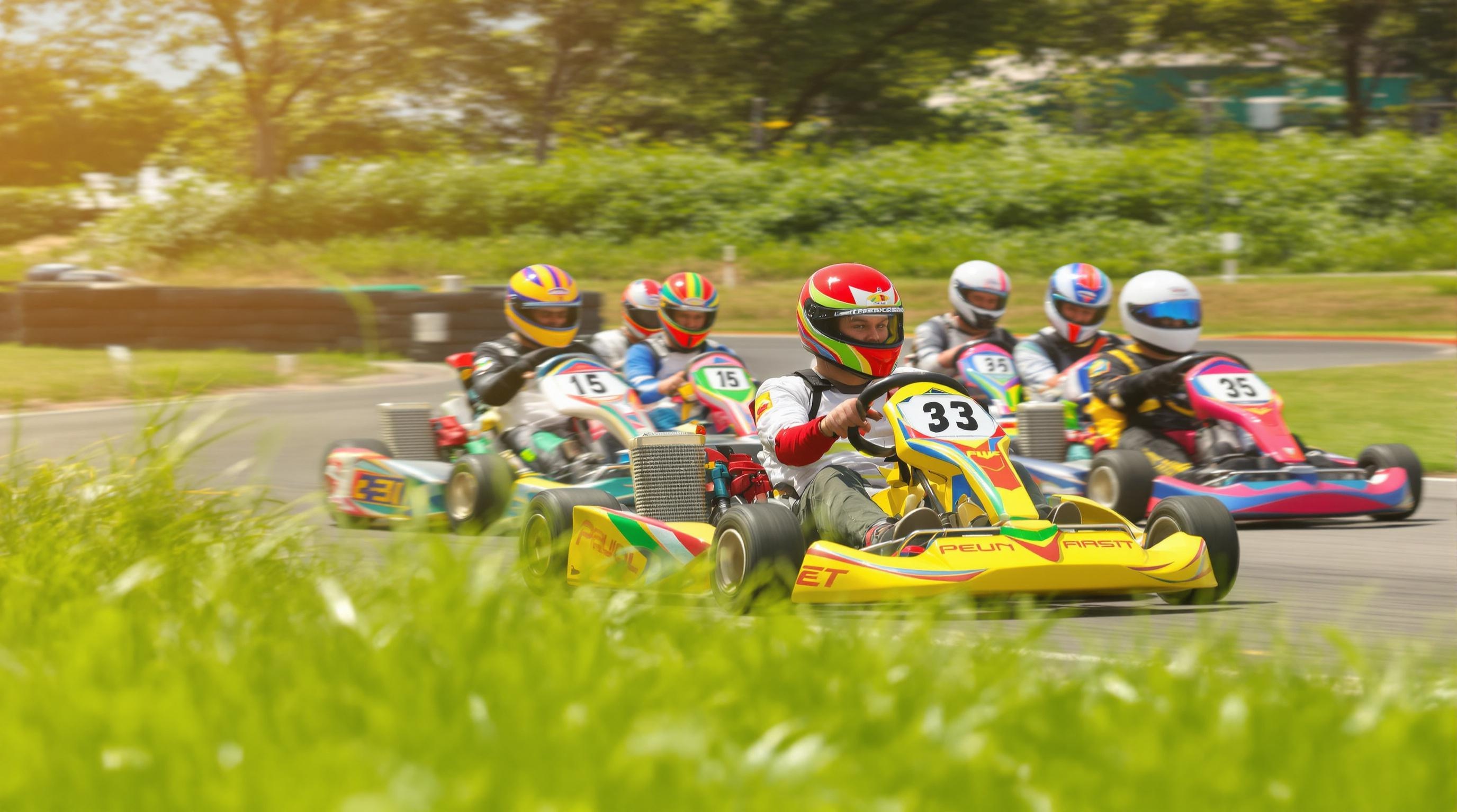 Karting à Deauville, amis en pleine course, fun et compétition amicale