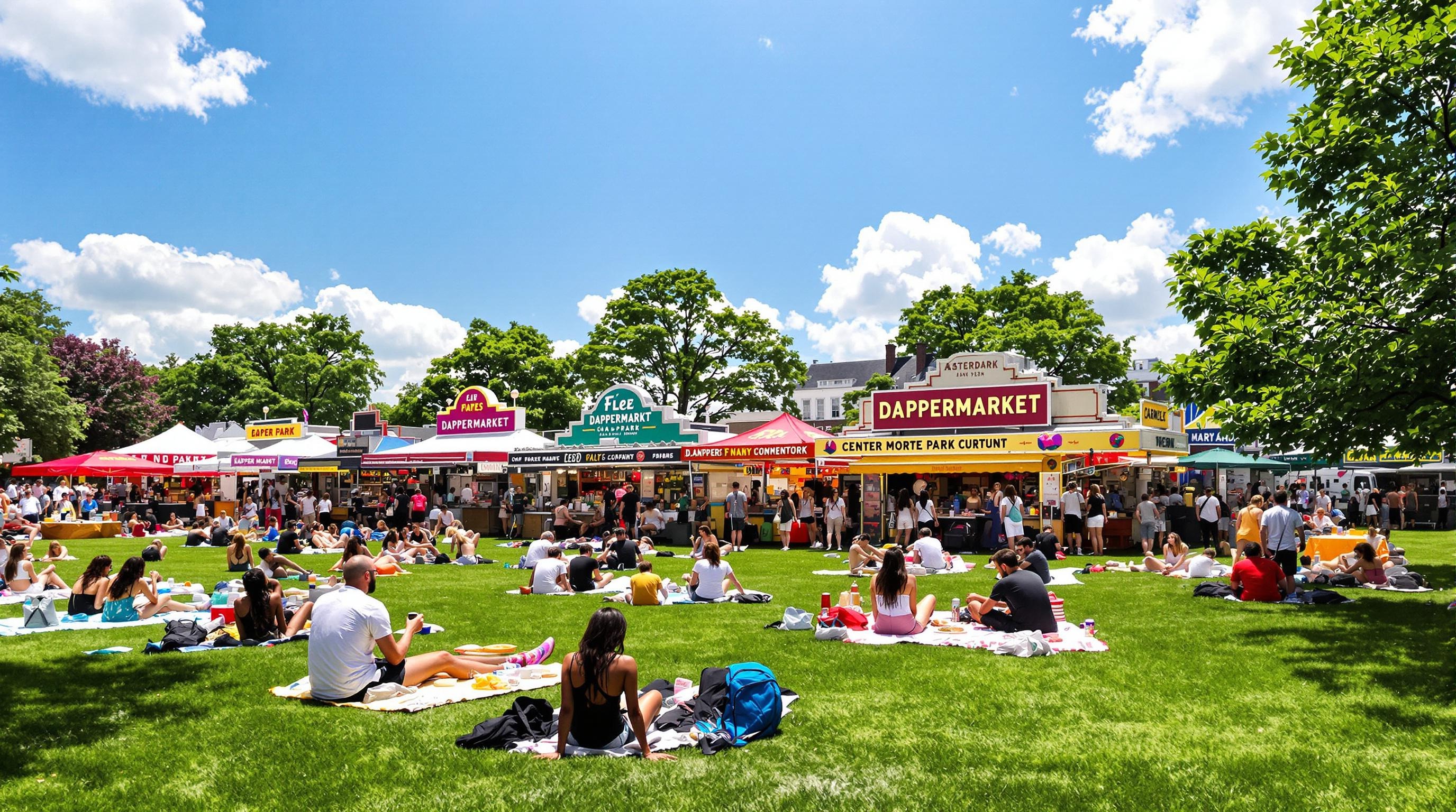 Oosterpark à Amsterdam avec pique-nique et stands de nourriture multiculturelle