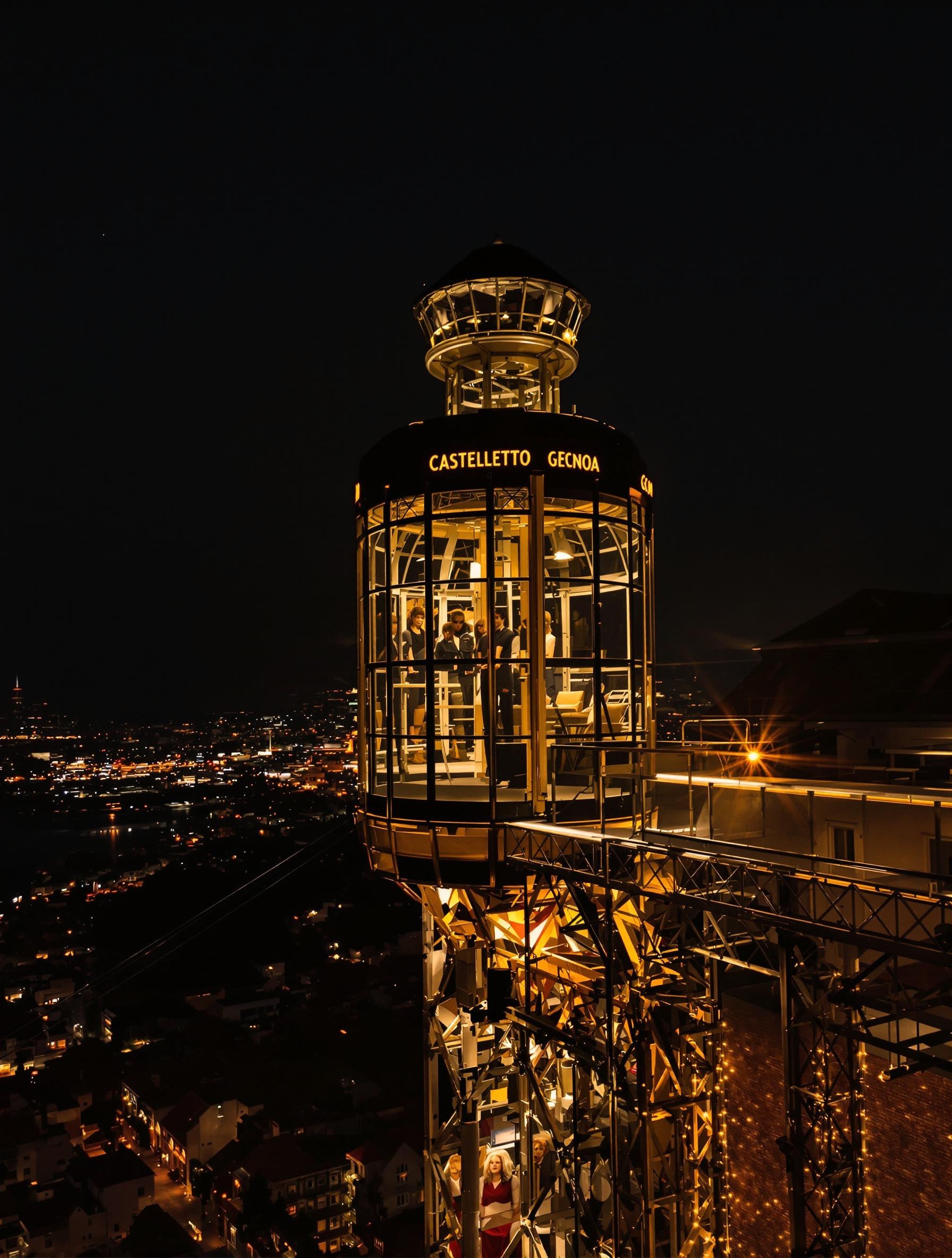 Cabine art déco filant dans la nuit ligure