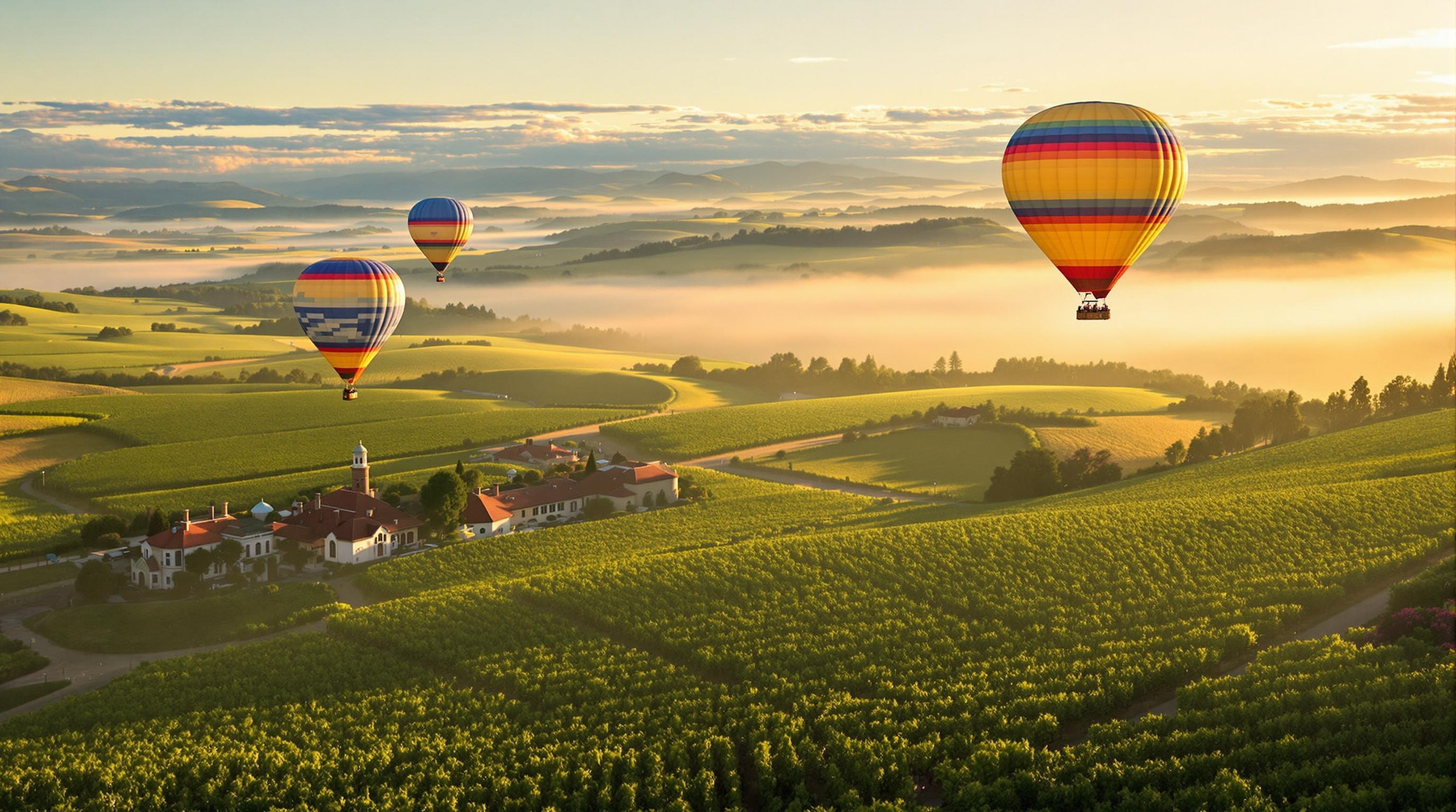 Vol en montgolfière sur les vignes de Valpolicella au lever du soleil