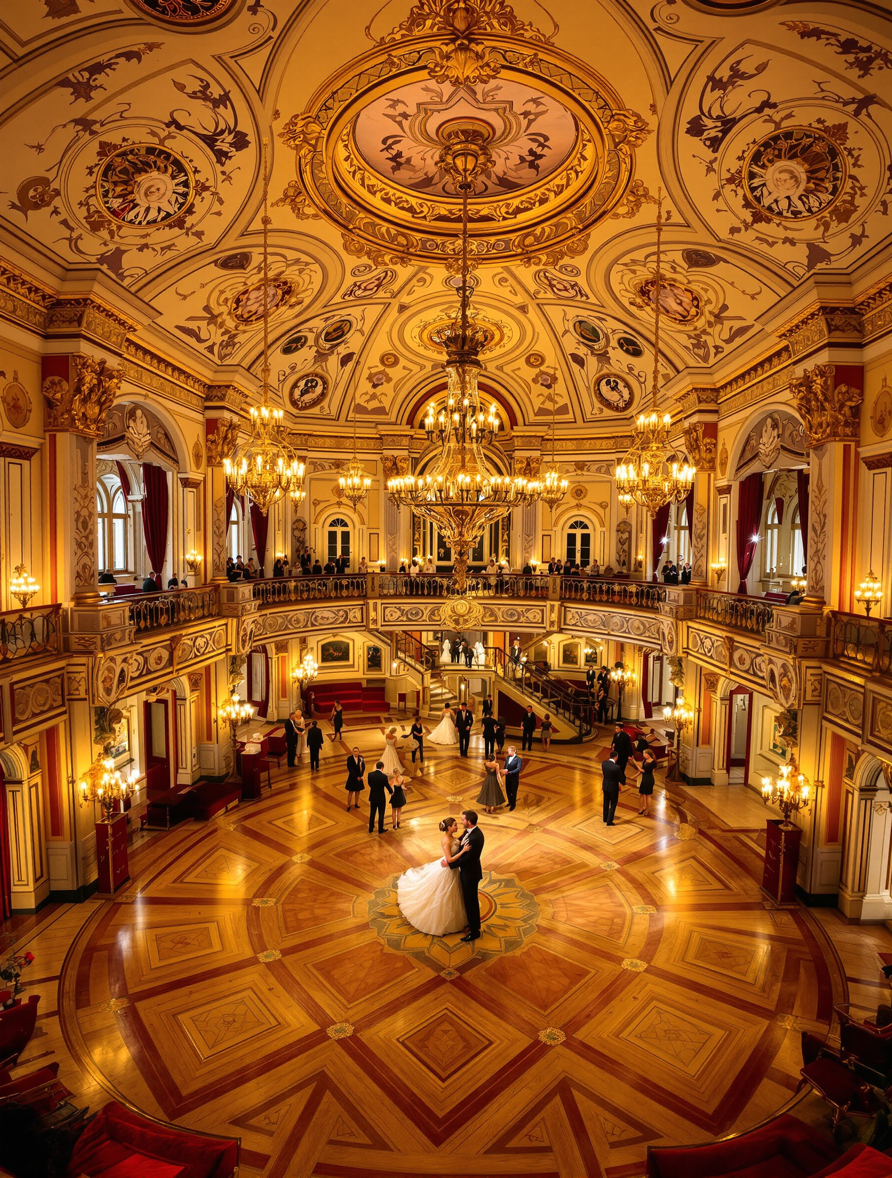 Blackpool Tower intérieur ballroom victorien couples danse rétro