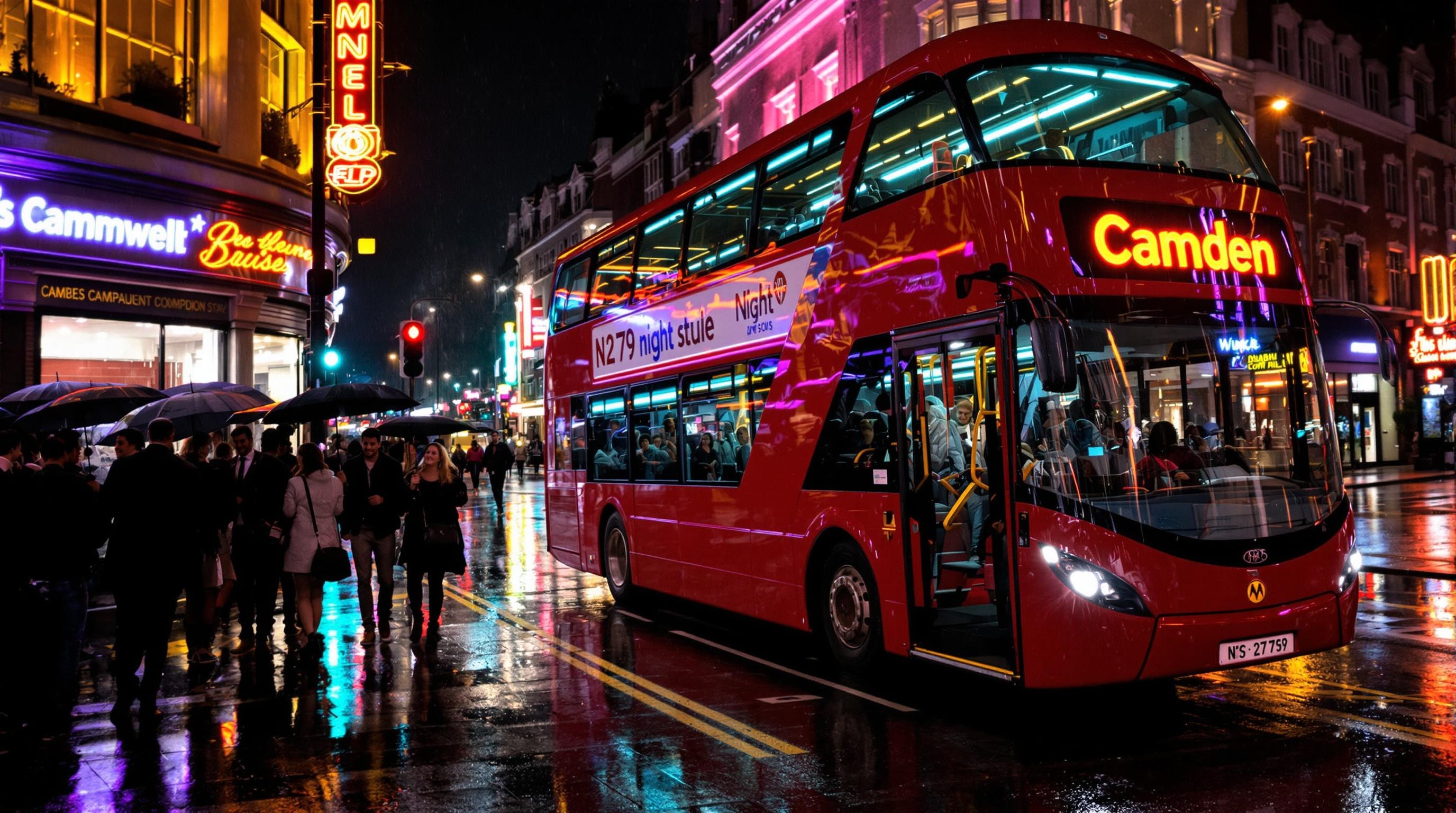 Night Bus N279 Camden ambiance nocturne.