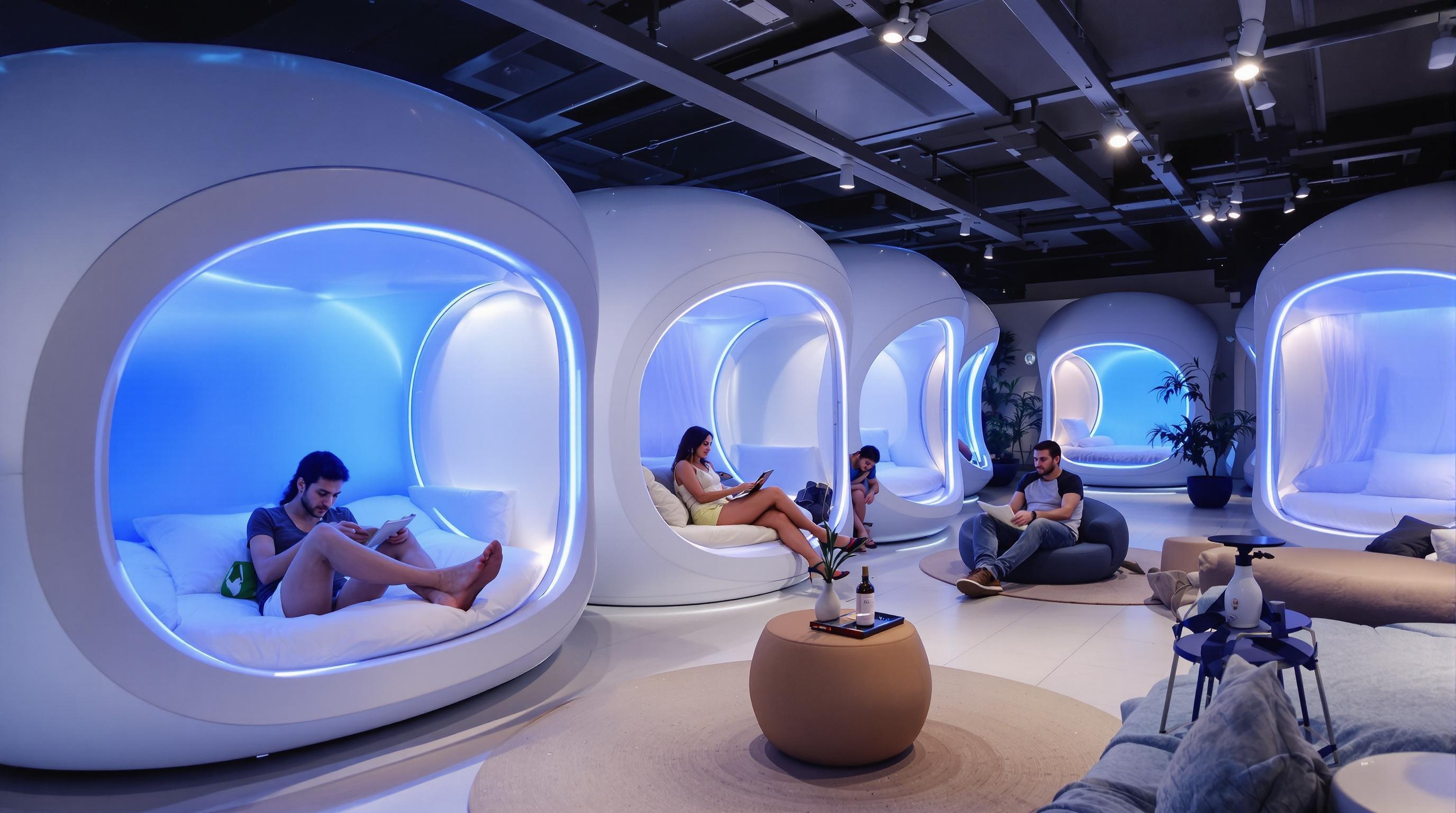 Chambre pod hostel Barcelone capsule LED