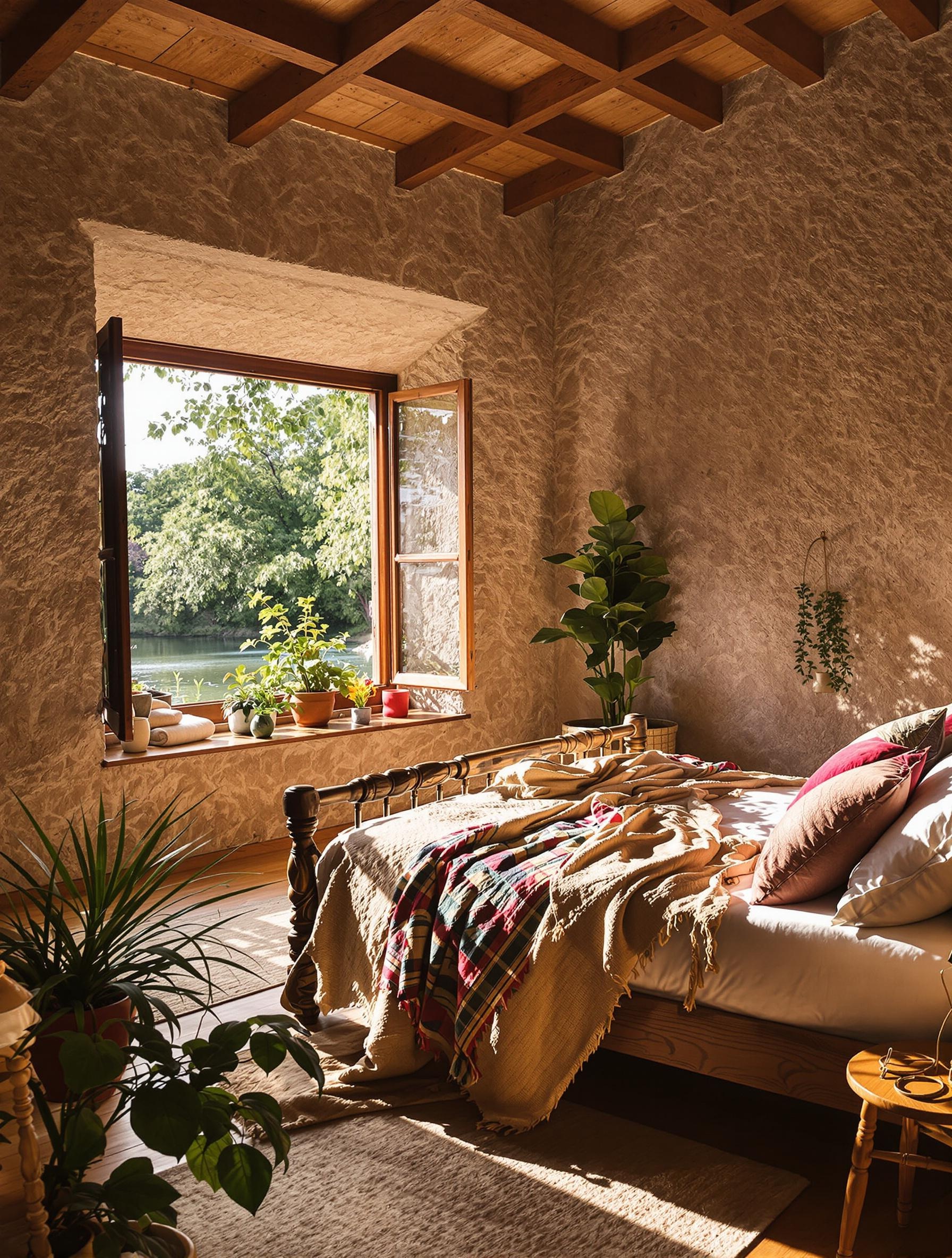 Chambre rustique dans une maison d'hôtes au bord de la rivière Akchour