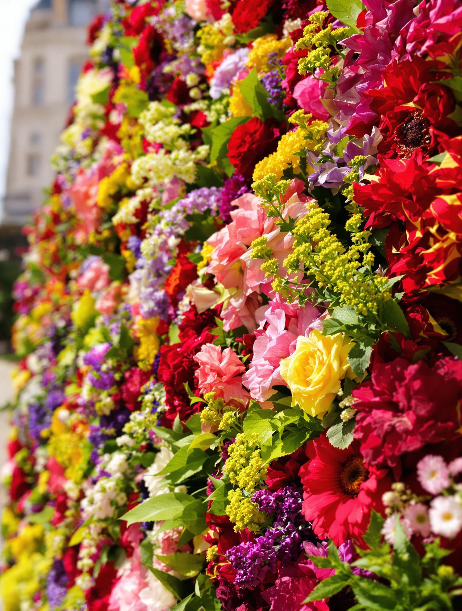 Close-up artistique sur installation florale du Jardin Éphémère Place Stanislas