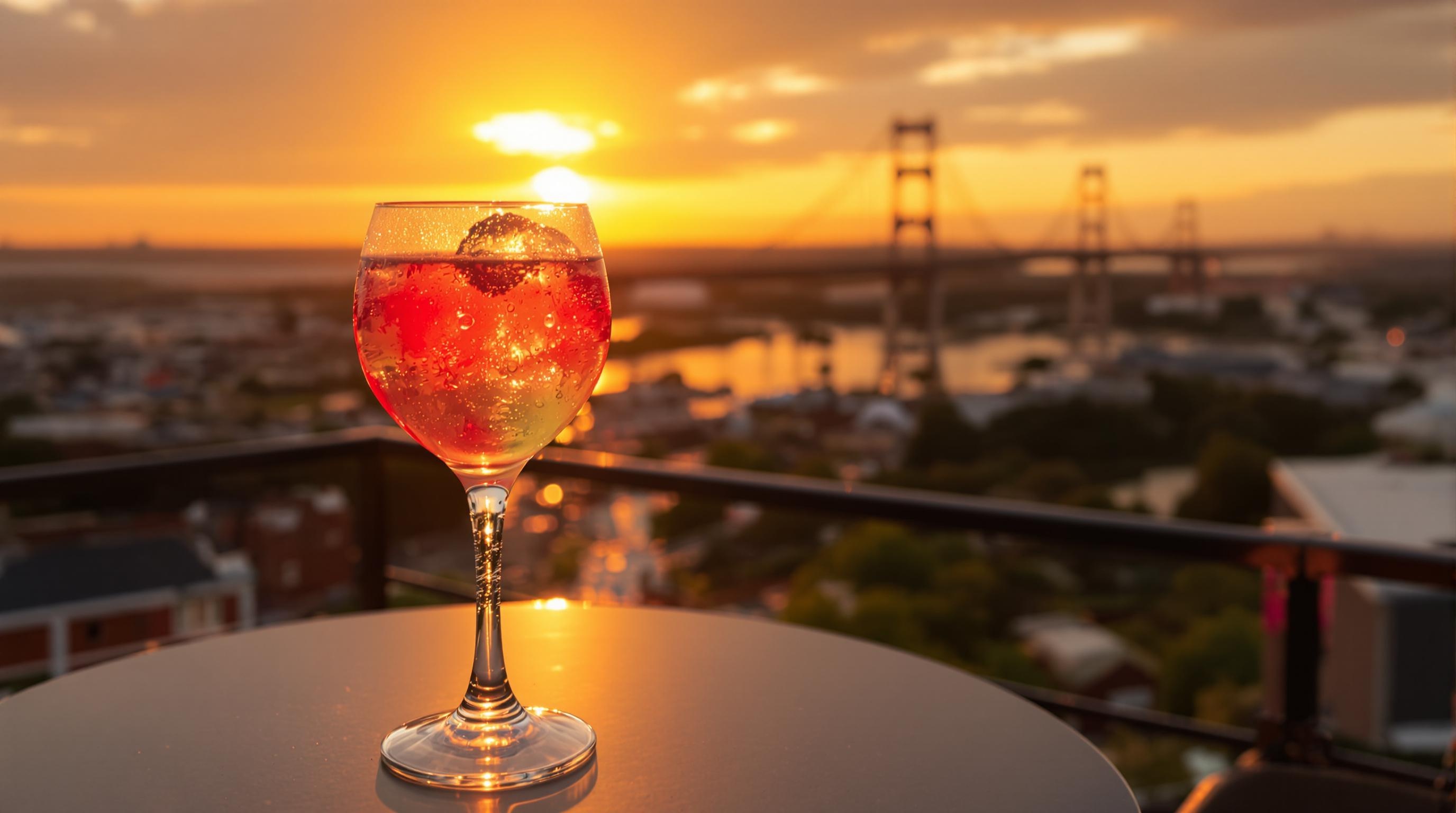 Cocktail Loire-spritz en rooftop face au Pont de Saint-Nazaire