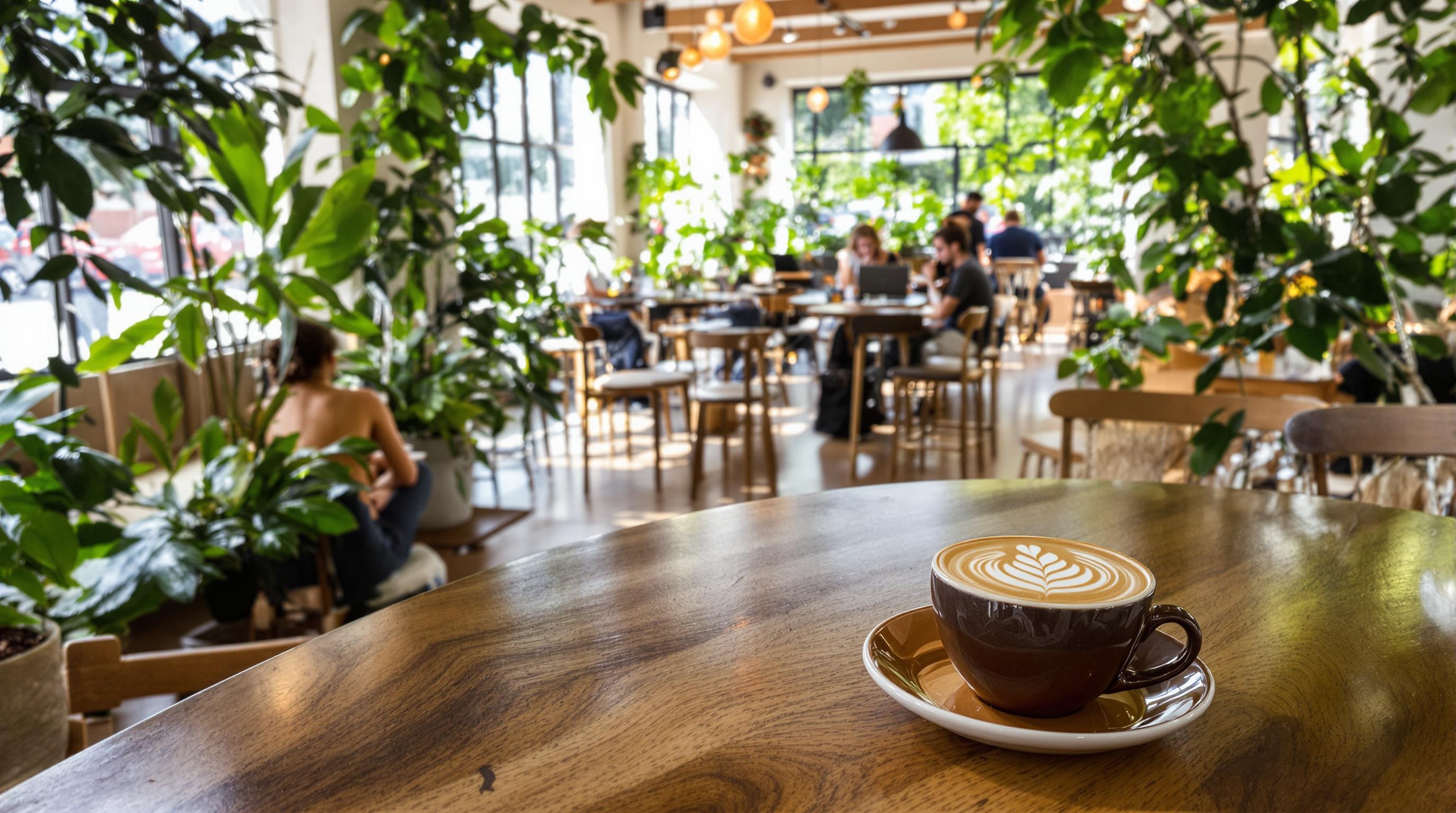 Intérieur d’un coffee-shop moderne à Cordoue ambiance digital nomad.