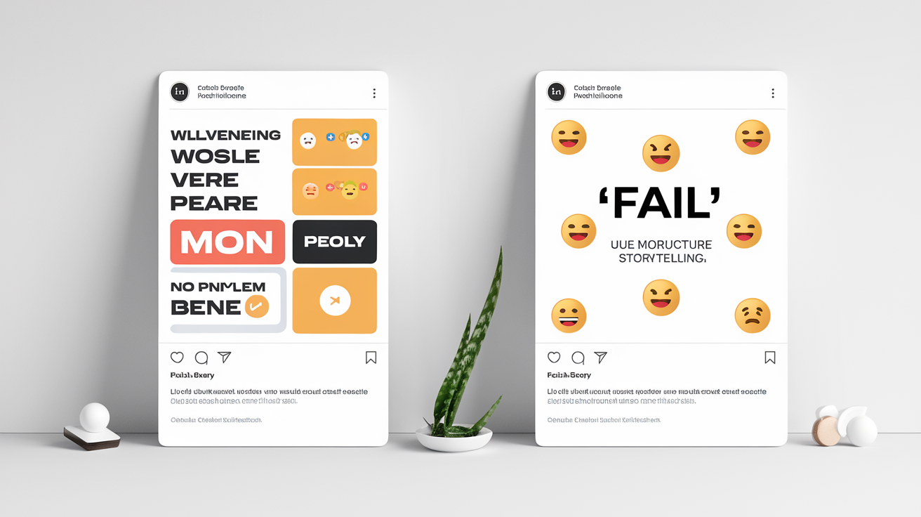 Comparaison entre un post LinkedIn optimisé et un post surchargé d'emojis