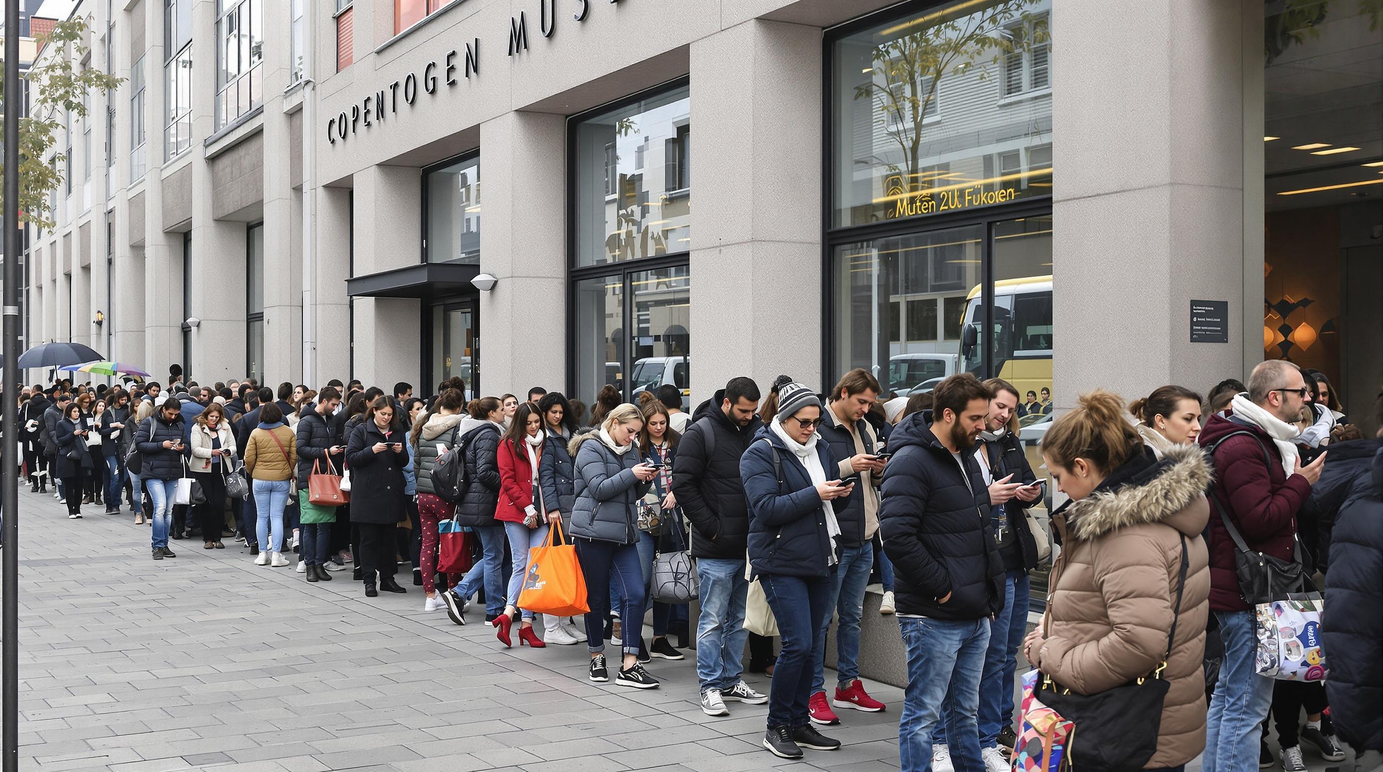 queue devant musée gratuit mercredi smartphone attente urbain