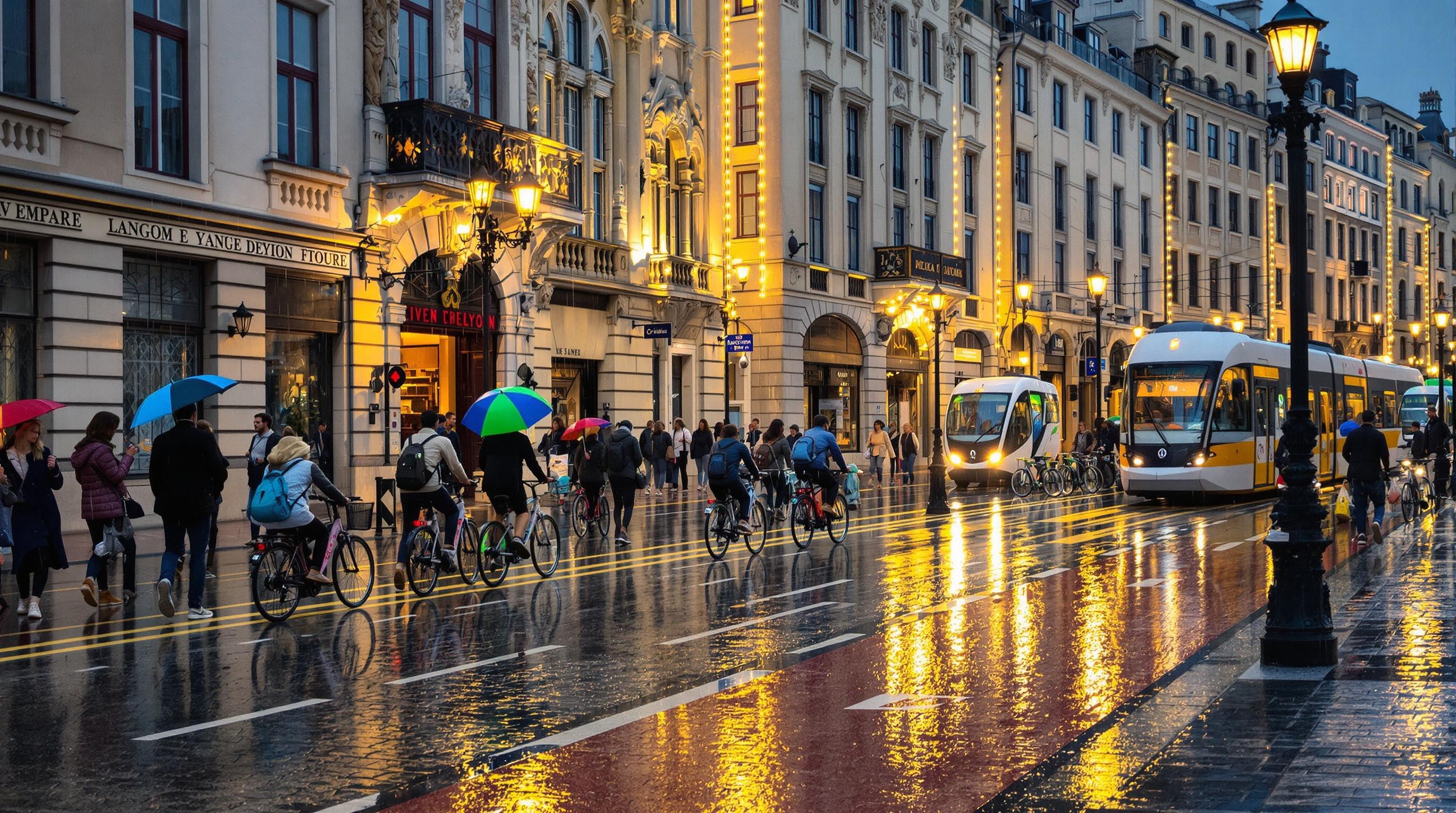 Cyclistes sur une piste cyclable le long du quai de Saône, avec vue sur l’architecture Renaissance du Vieux-Lyon