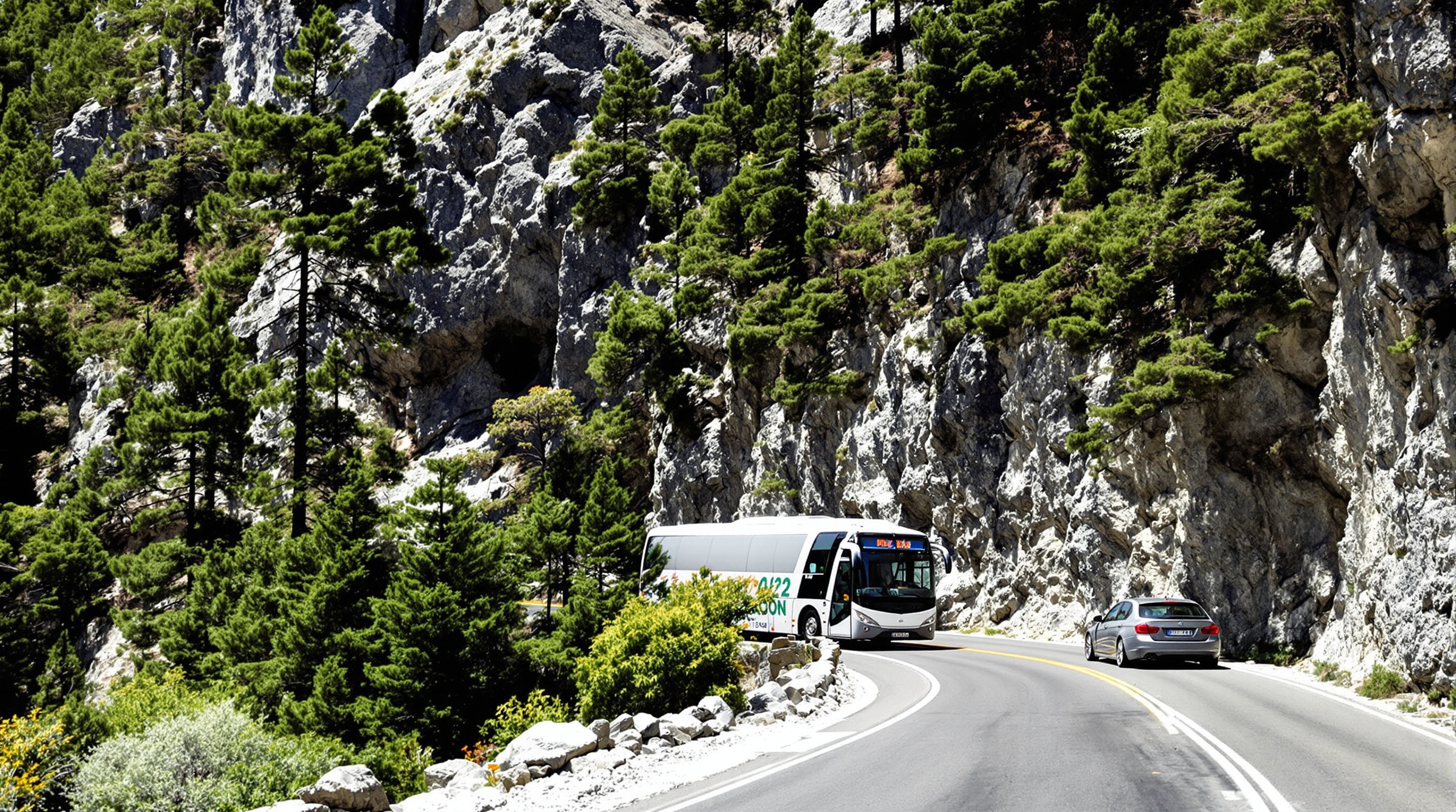 Route étroite D623 dans les Gorges de la Restonica