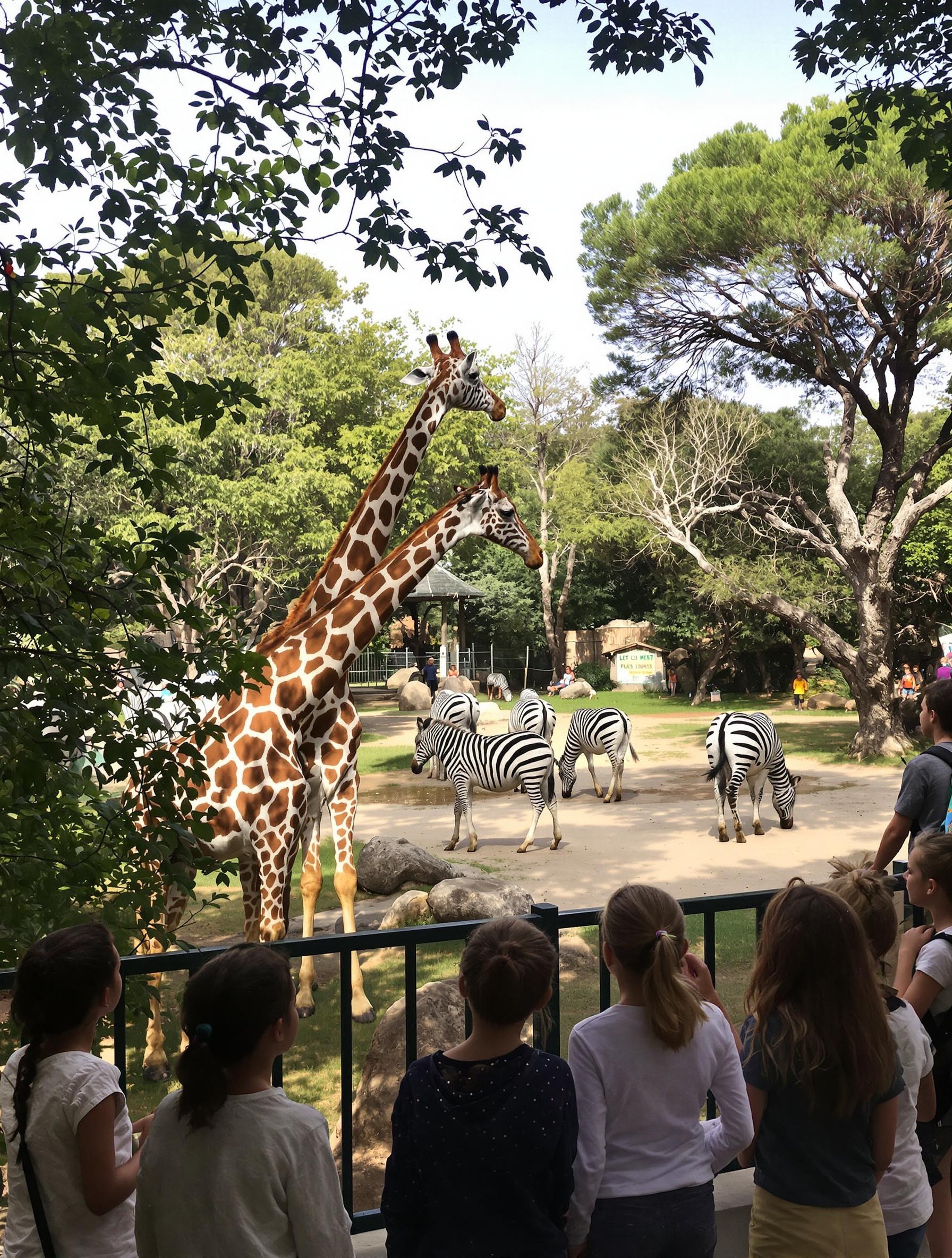 enfants parc zoologique Fréjus girafes zèbres