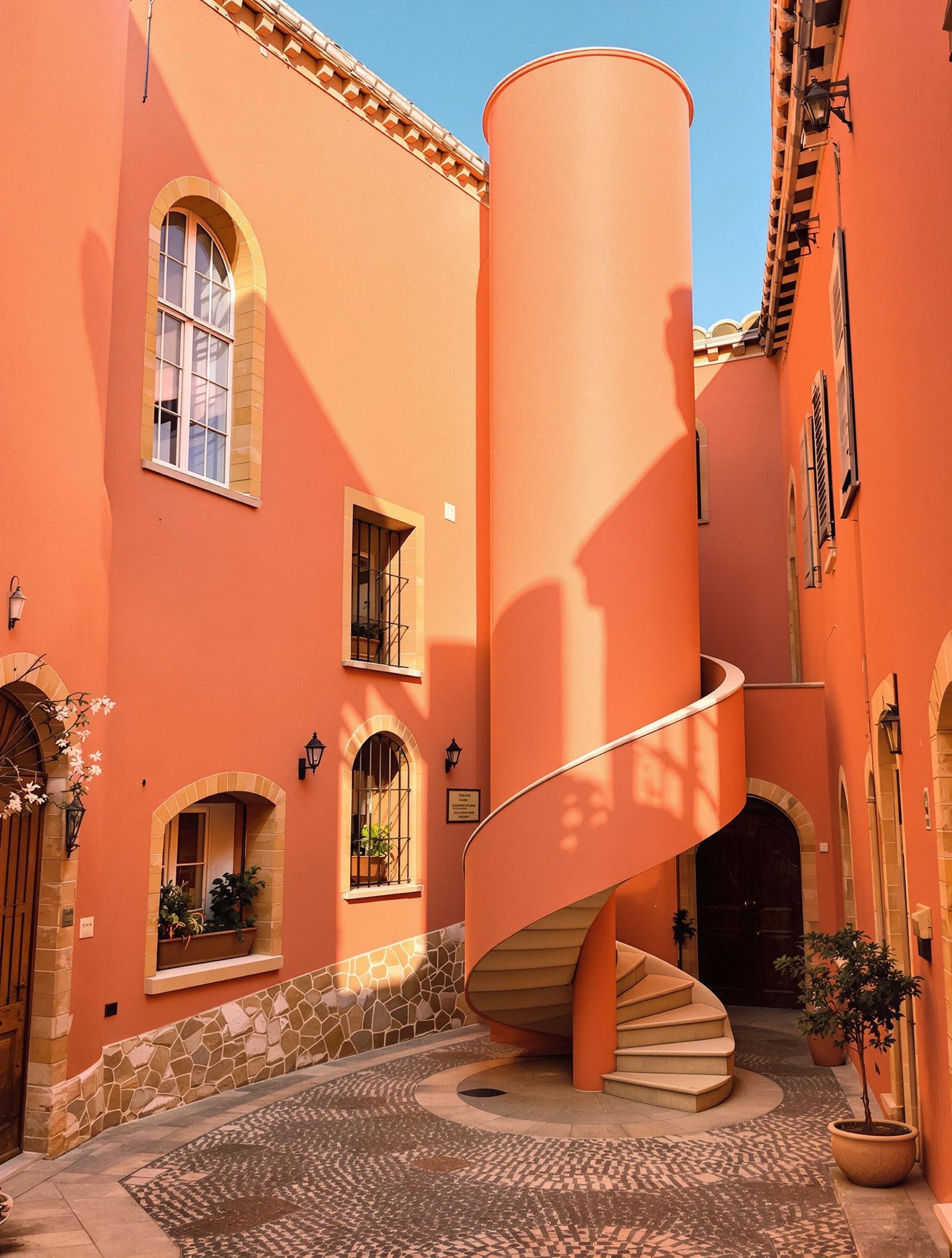 Cour Renaissance de la Tour Rose avec escalier en colimaçon