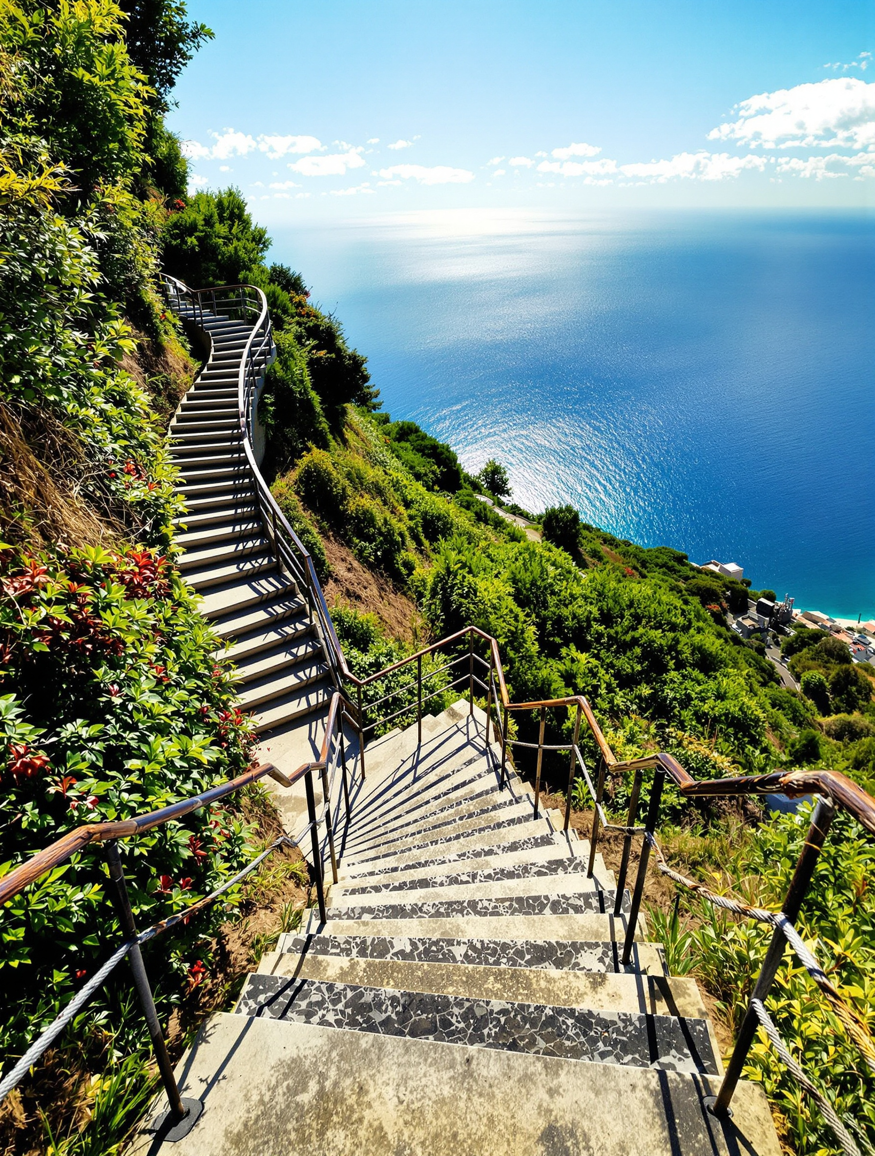 Escalier Lardarina à Corniglia avec 377 marches offrant un panorama sur la mer Ligure