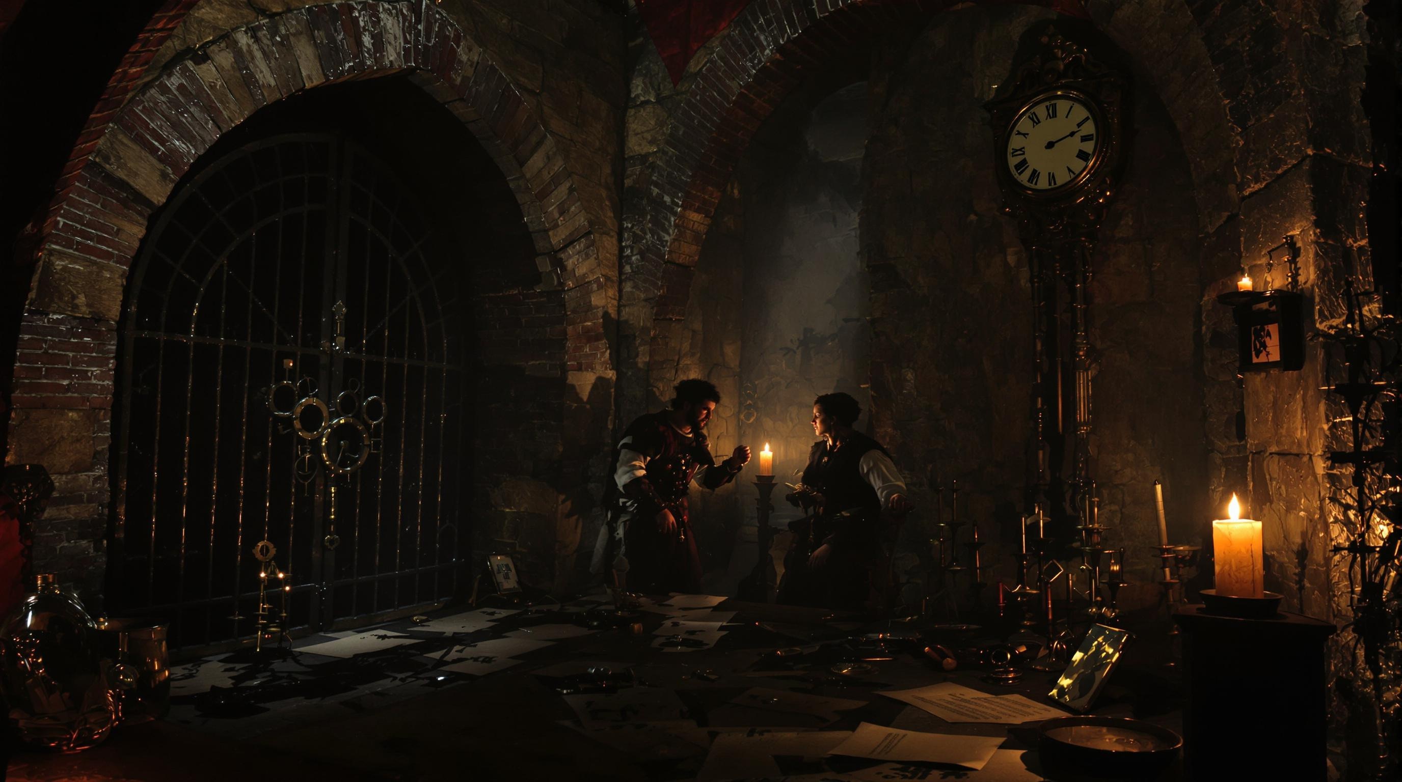 Escape game médiéval Chartres avec joueurs costumés et décors cachot.