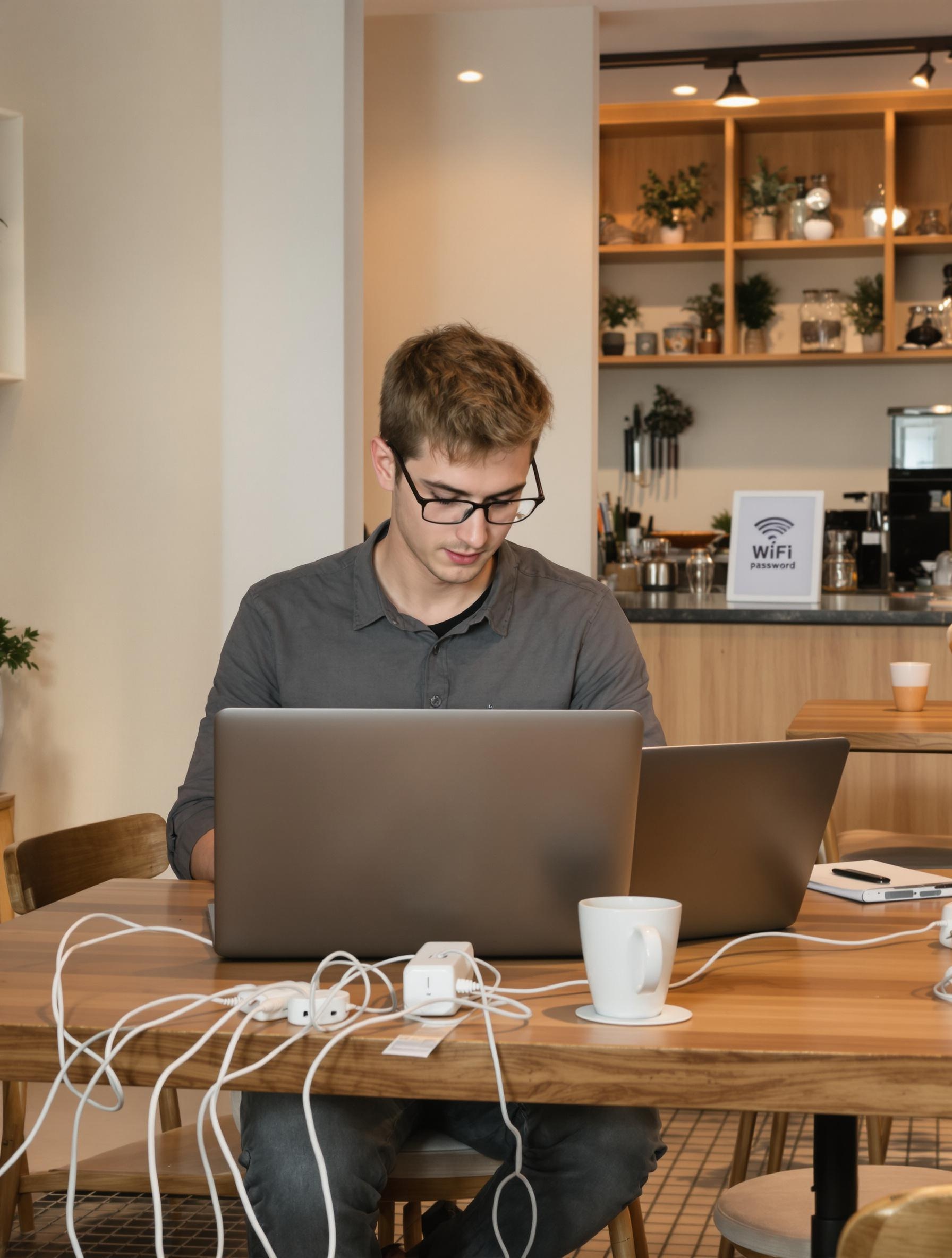 Freelance dans un café wifi friendly à Lille avec laptop et multiprises.