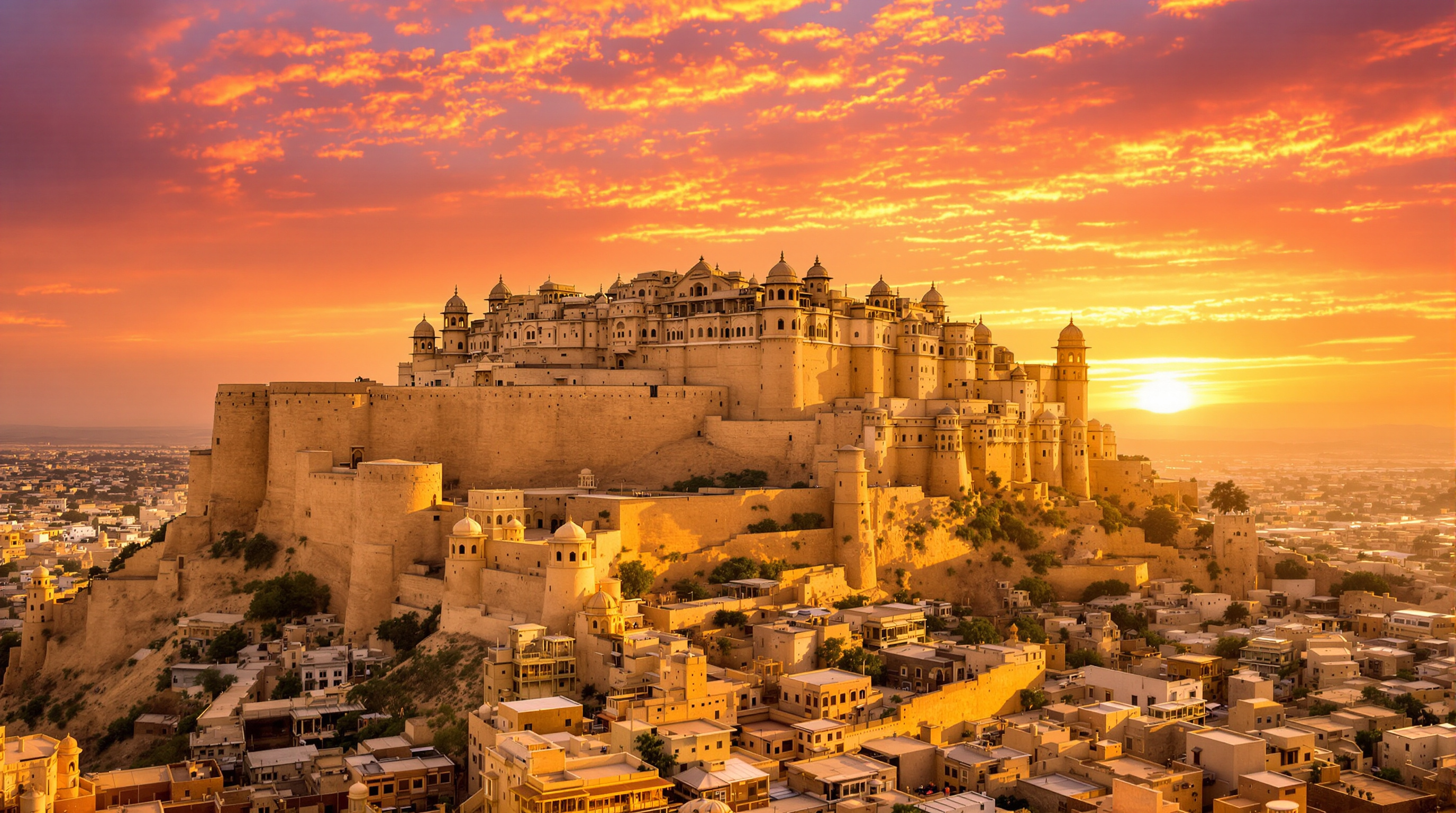 Fort de Jaisalmer doré au lever du soleil