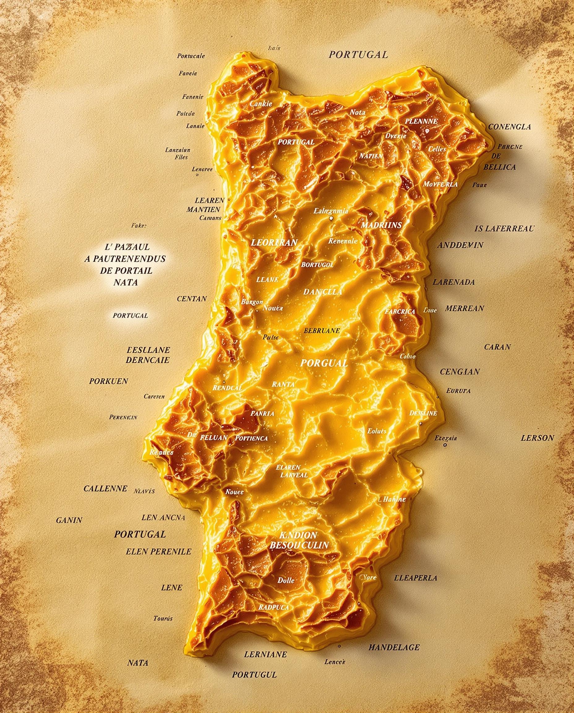 Globe pastel de nata et zones du Portugal sur fond pixelisé