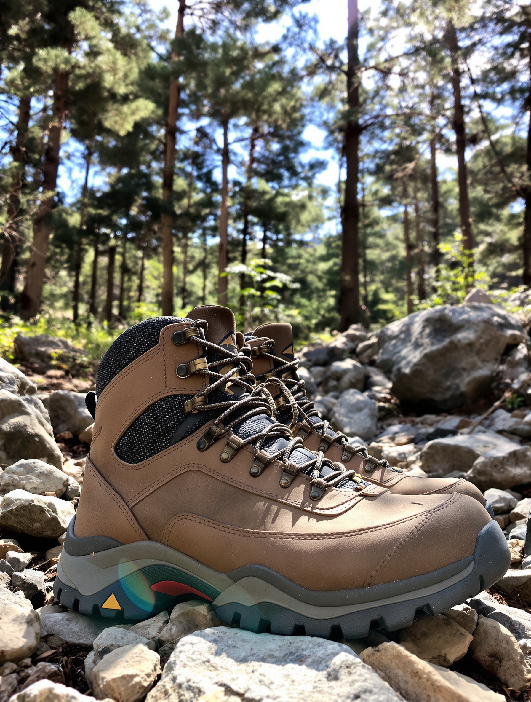 Chaussures de randonnée robustes sur sentier caillouteux à Bonifatu
