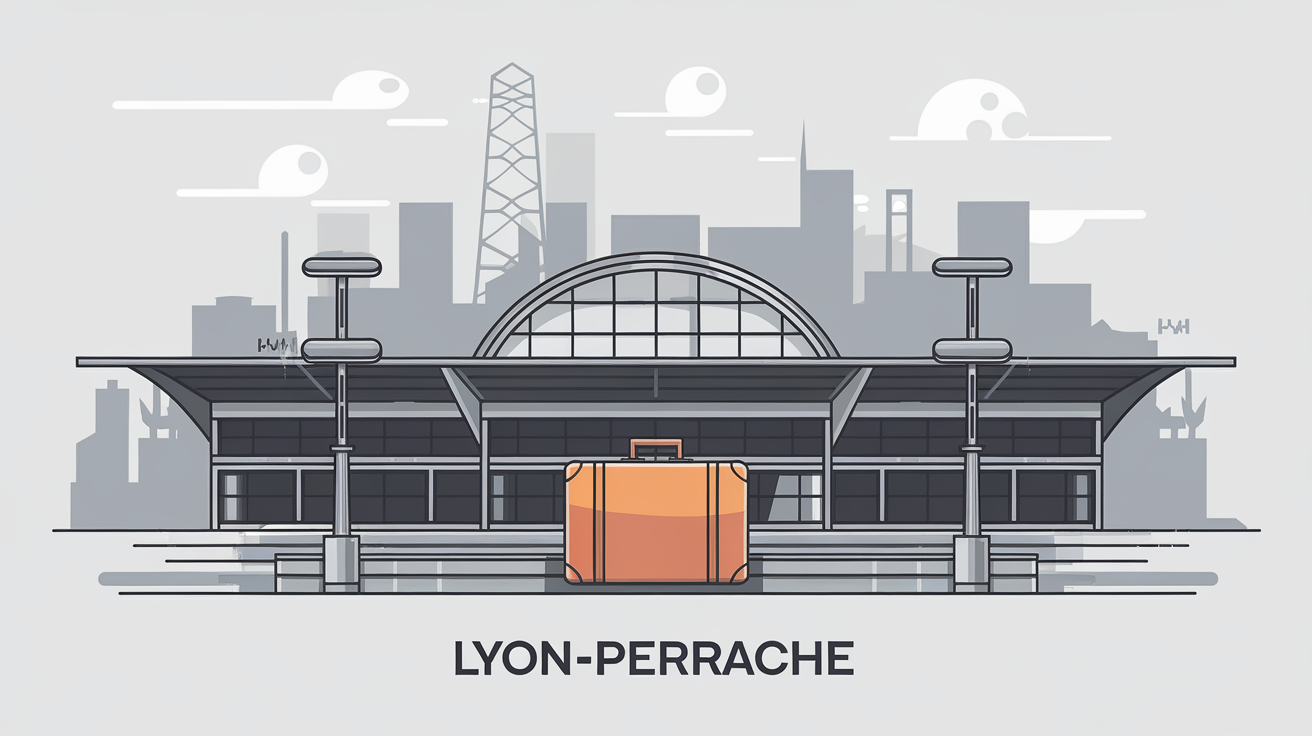 Valise city-trip gare Lyon Perrache skyline Croix-Rousse