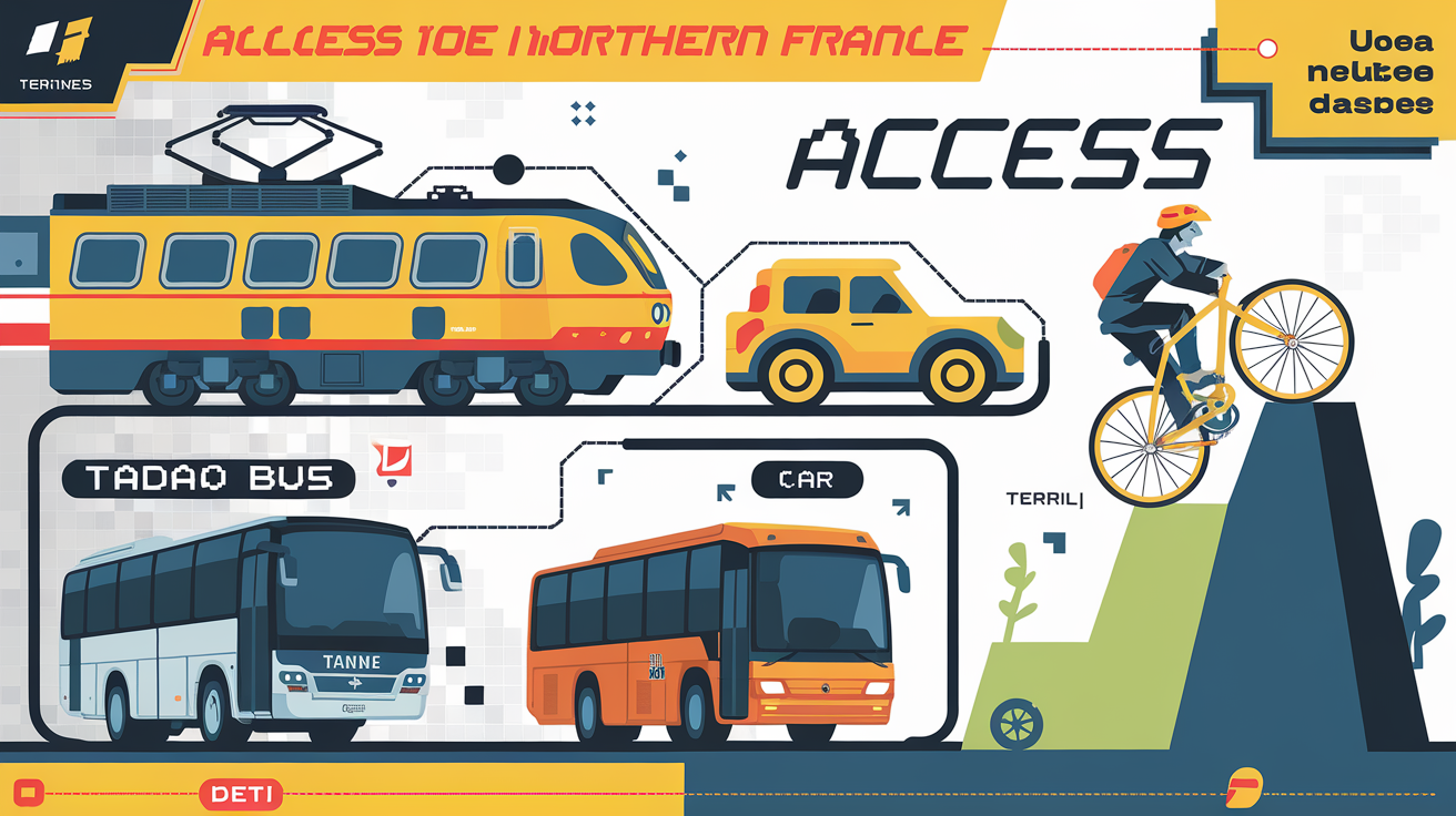 Accès pop culture : train TER, bus, voiture et vélo sur terril dans le Nord