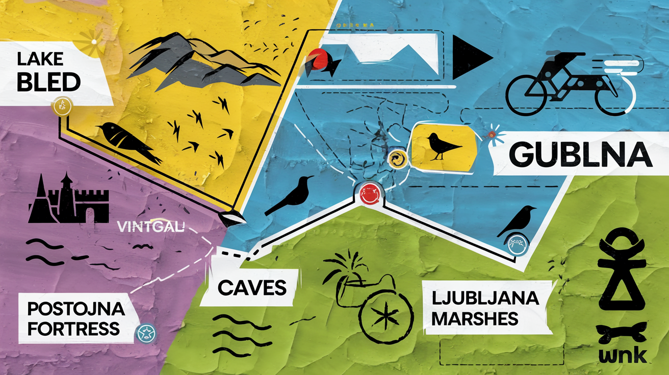 Carte des excursions autour de Ljubljana