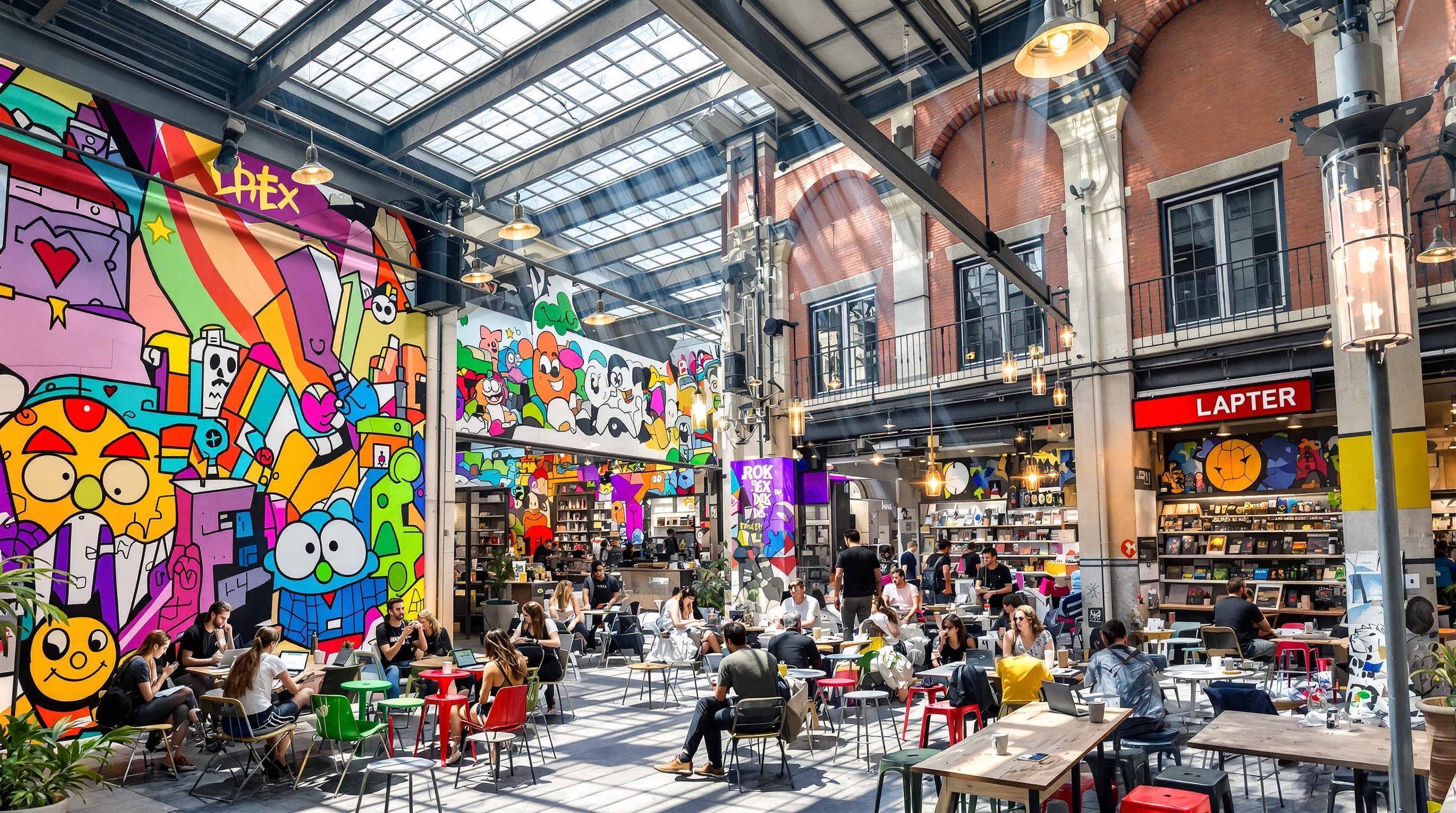 LX Factory Lisbonne ambiance industrielle artistique street art cafés jeunes créatifs