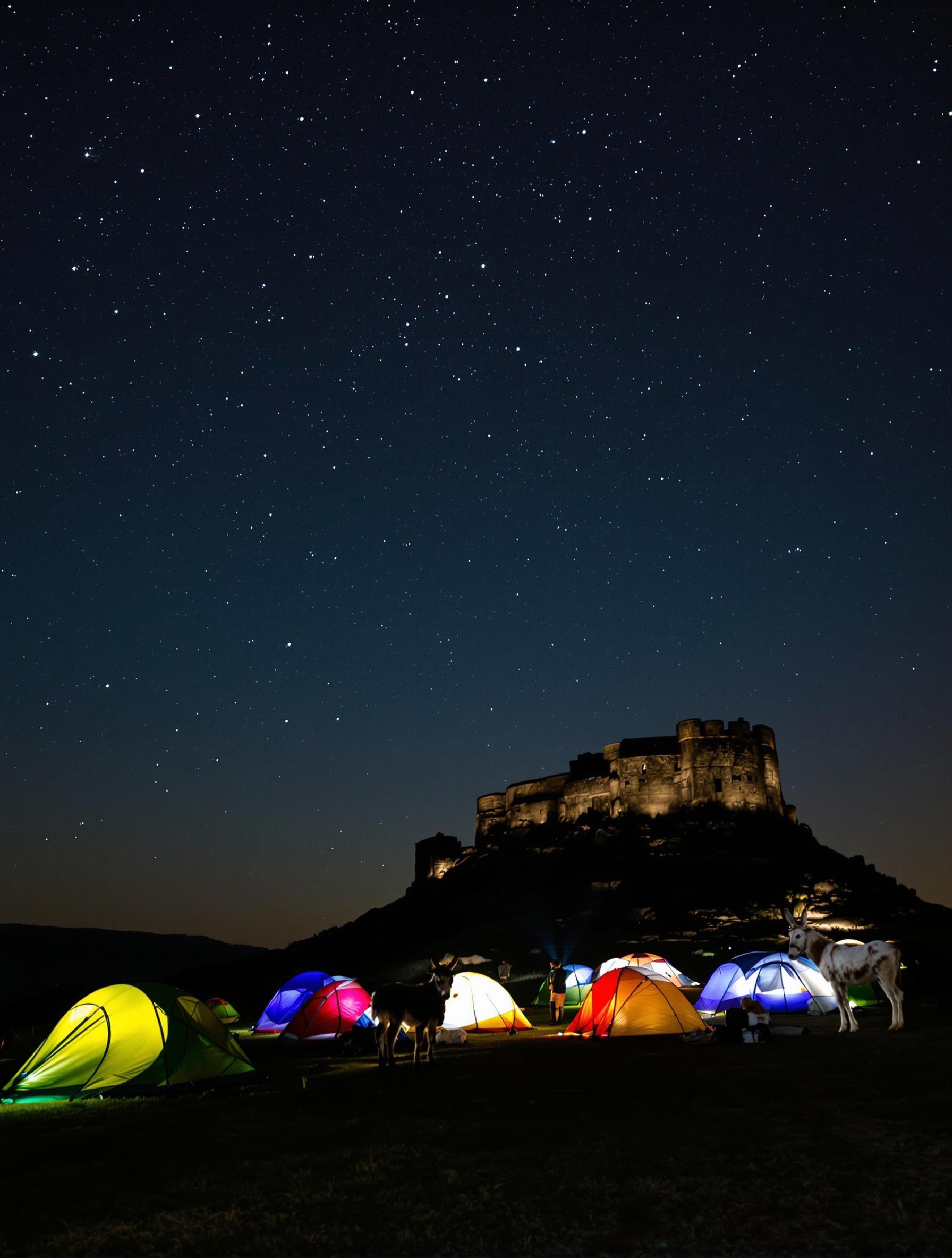 Vue d'un camping sauvage sous le château d’Himarë