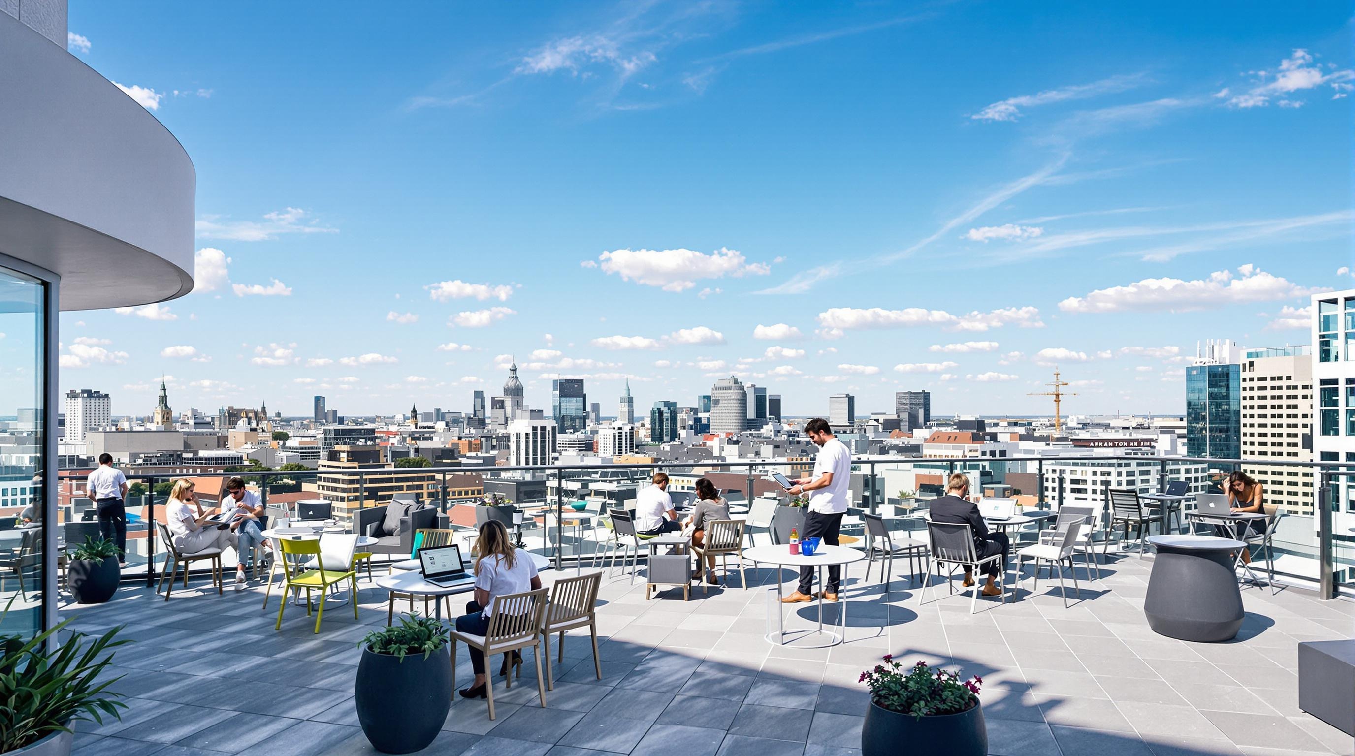 Vue sur Euralille depuis le rooftop corporate chic de Wojo.