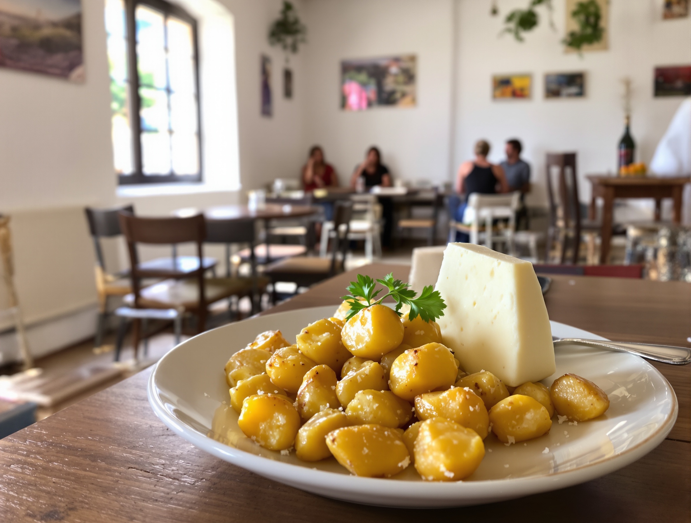 Papas arrugadas et fromage de chèvre dans un teleclub à Lanzarote