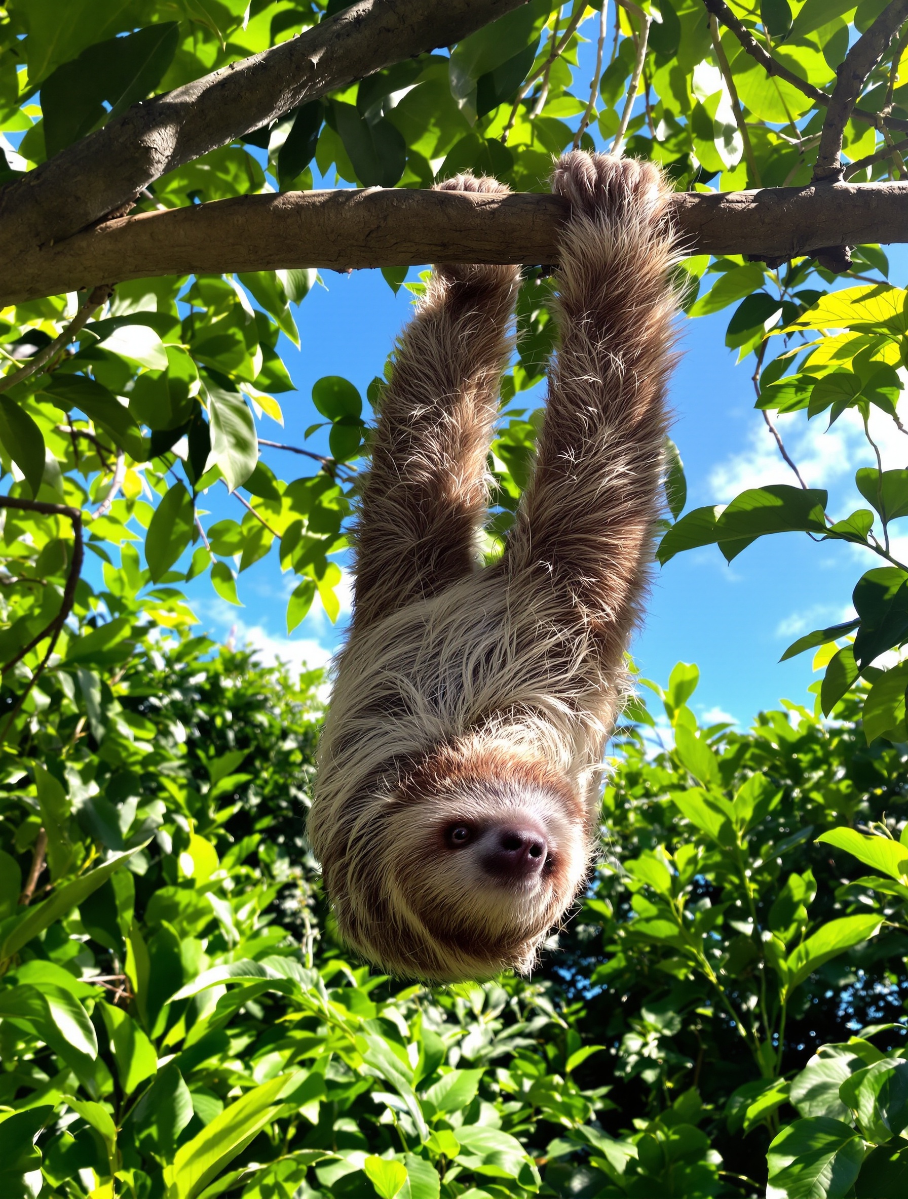 Paresseux se prélassant dans un arbre au Costa Rica, symbole de la Pura Vida