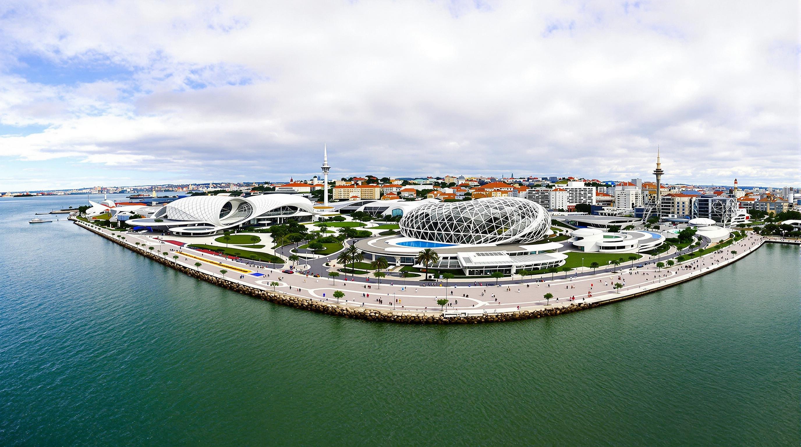 Vue panoramique Parque das Nações Oceanario promenade Tage Lisbonne Expo 98