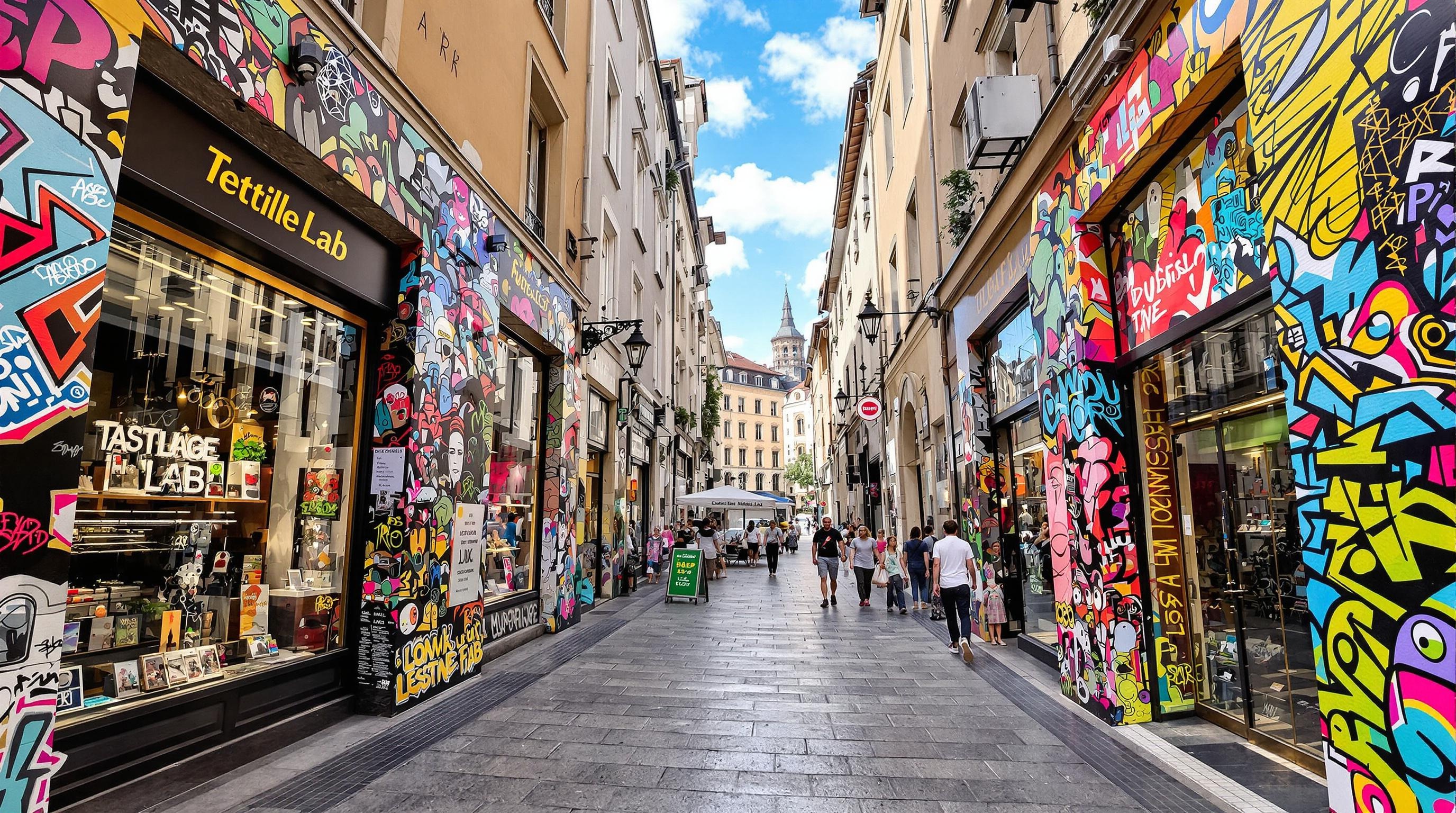 Street art coloré et histoire soyeuse Passage Thiaffait Lyon