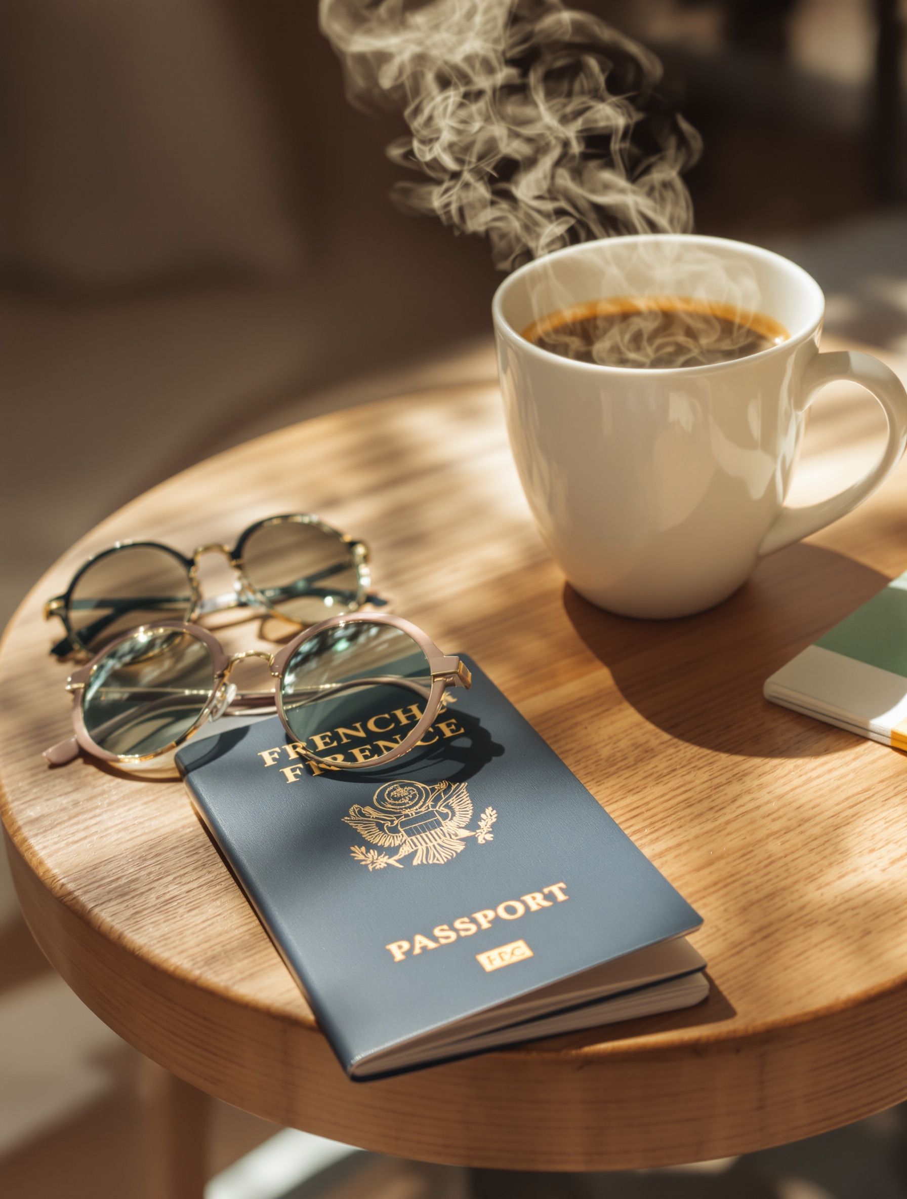 Passeport, lunettes de soleil et café : prêt à réserver son voyage en février