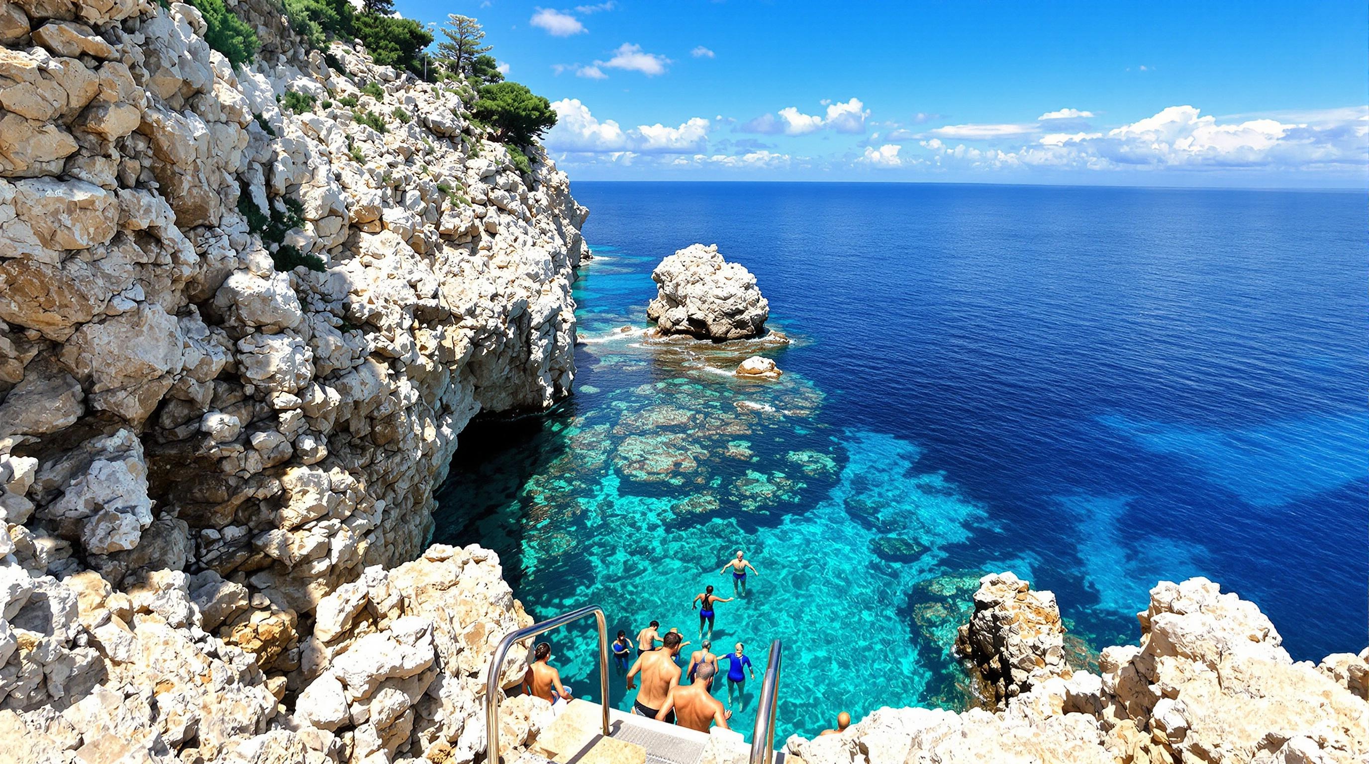 Piscines naturelles de Gradola – eau turquoise et plongeon depuis les rochers Capri