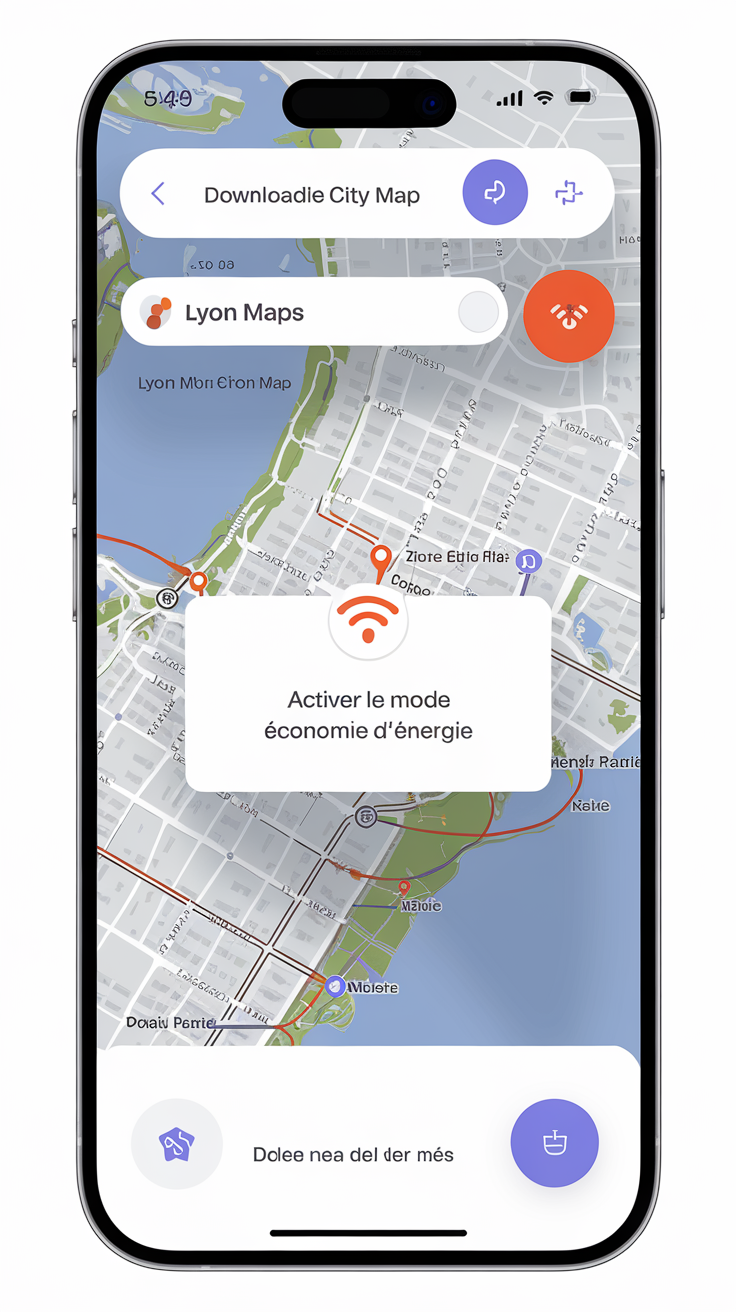 Plan smartphone téléchargement carte Lyon offline Google Maps