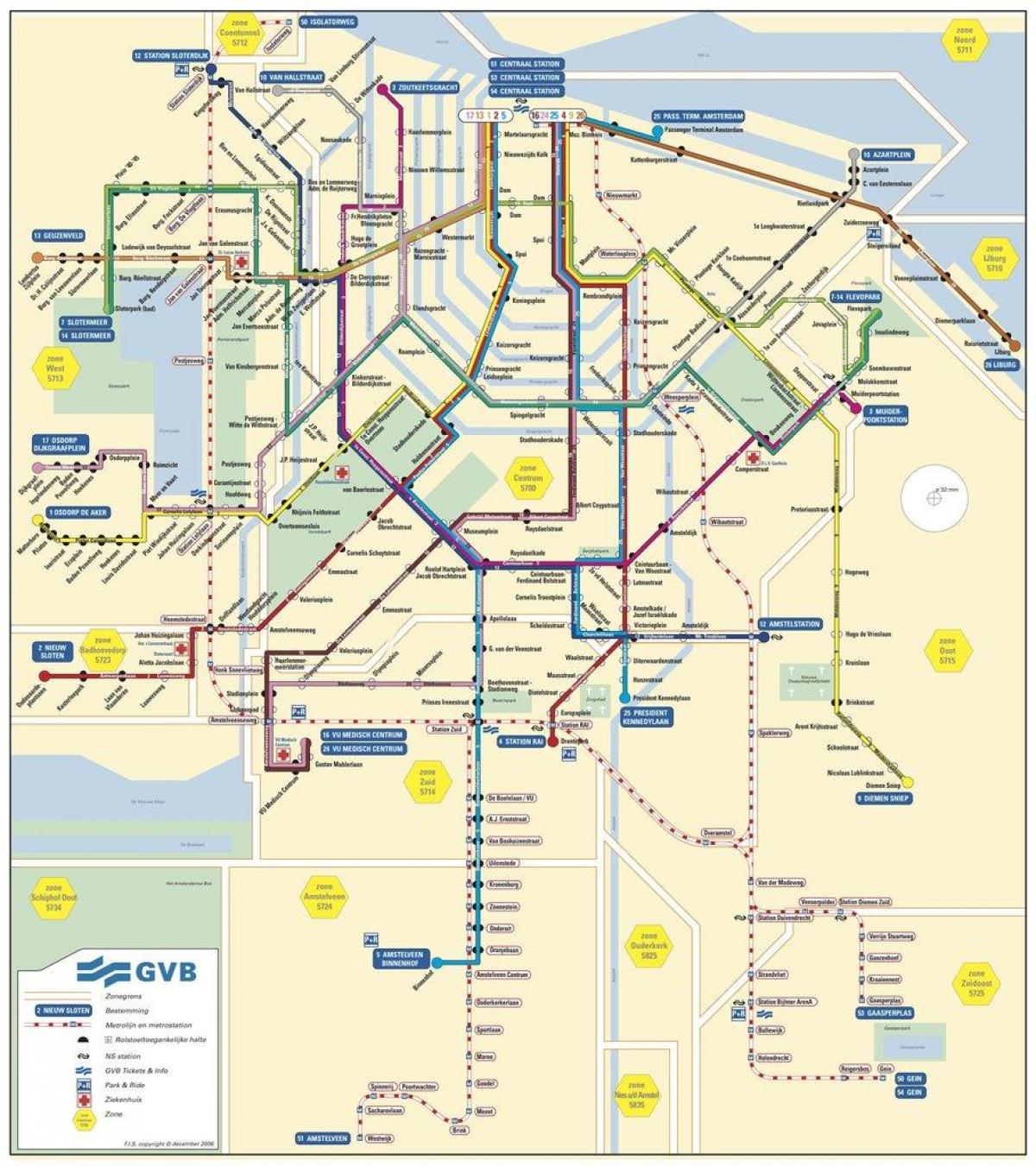 Plan officiel GVB 2025 Centraal Station Amsterdam métro bus