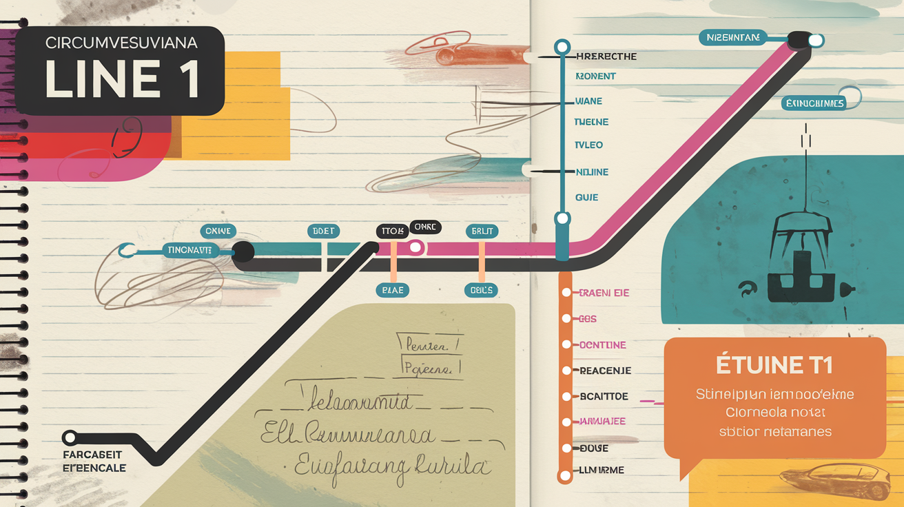 Plan stylisé de la Ligne 1 du métro de Naples.