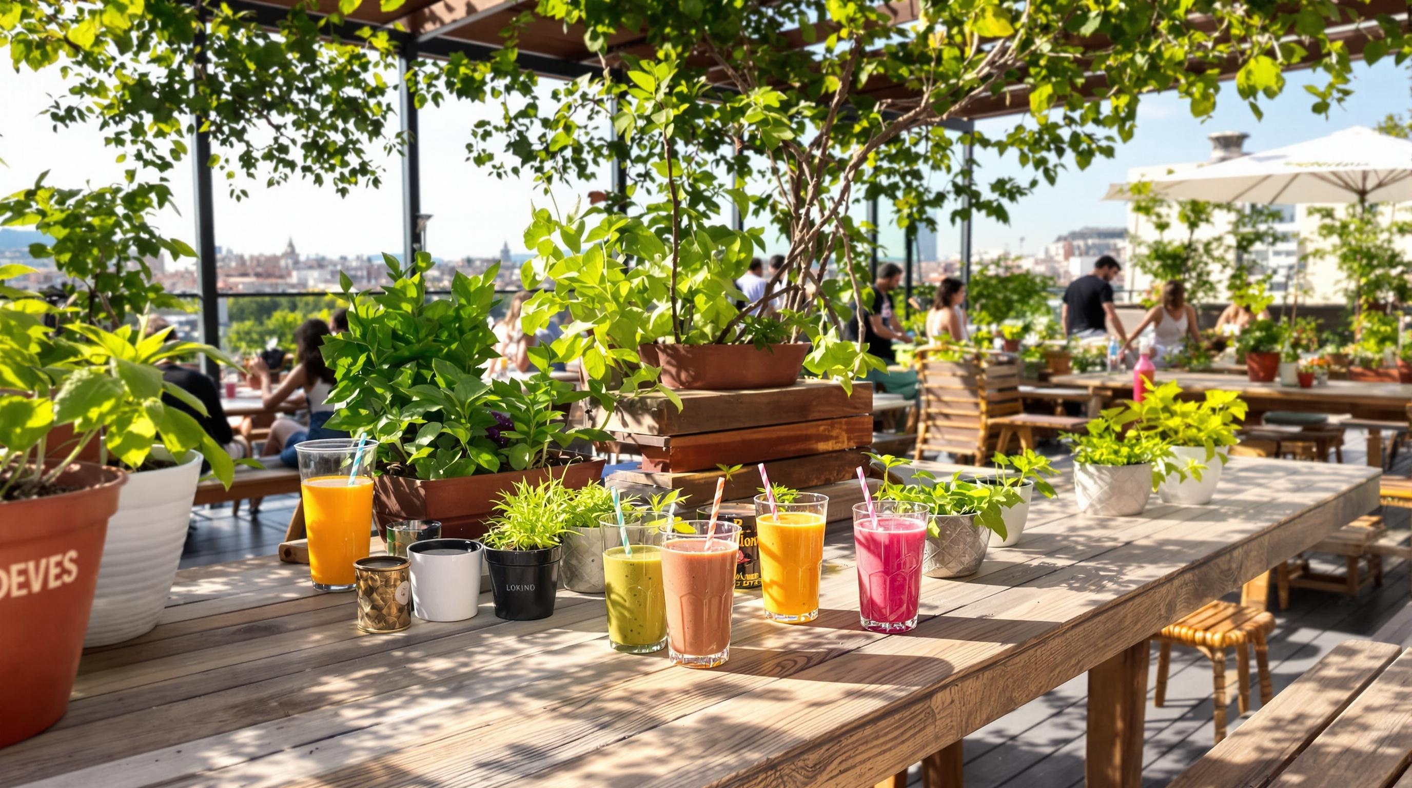 Rooftop green vegan smoothies herbes aromatiques Lyon