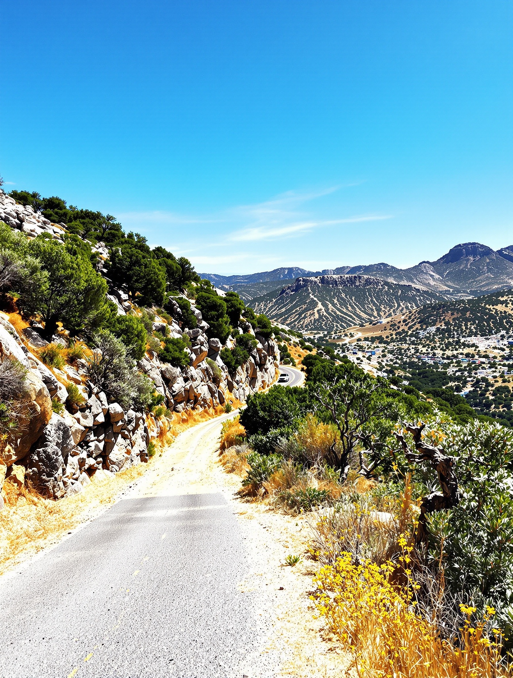 route montagne corse voiture garée végétation sauvage aucun panneau moderne
