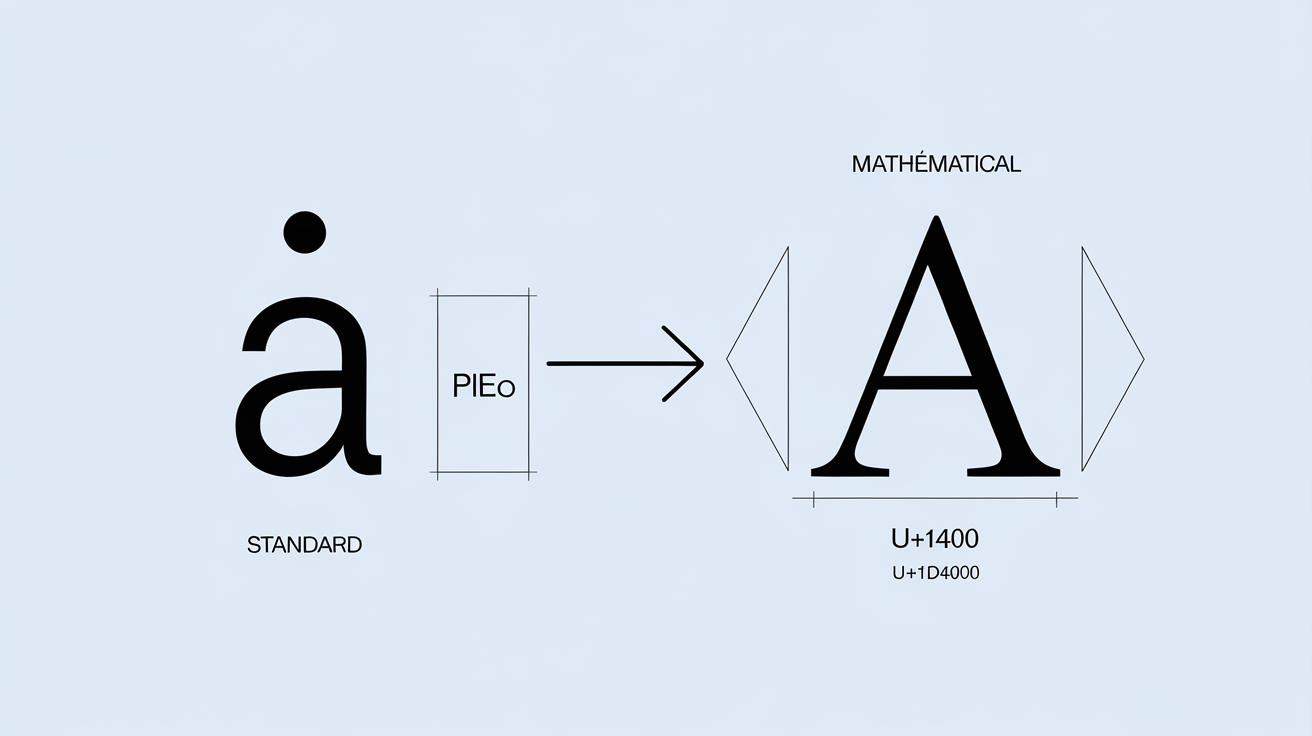 Comparaison entre un caractère normal et un caractère Unicode math bold