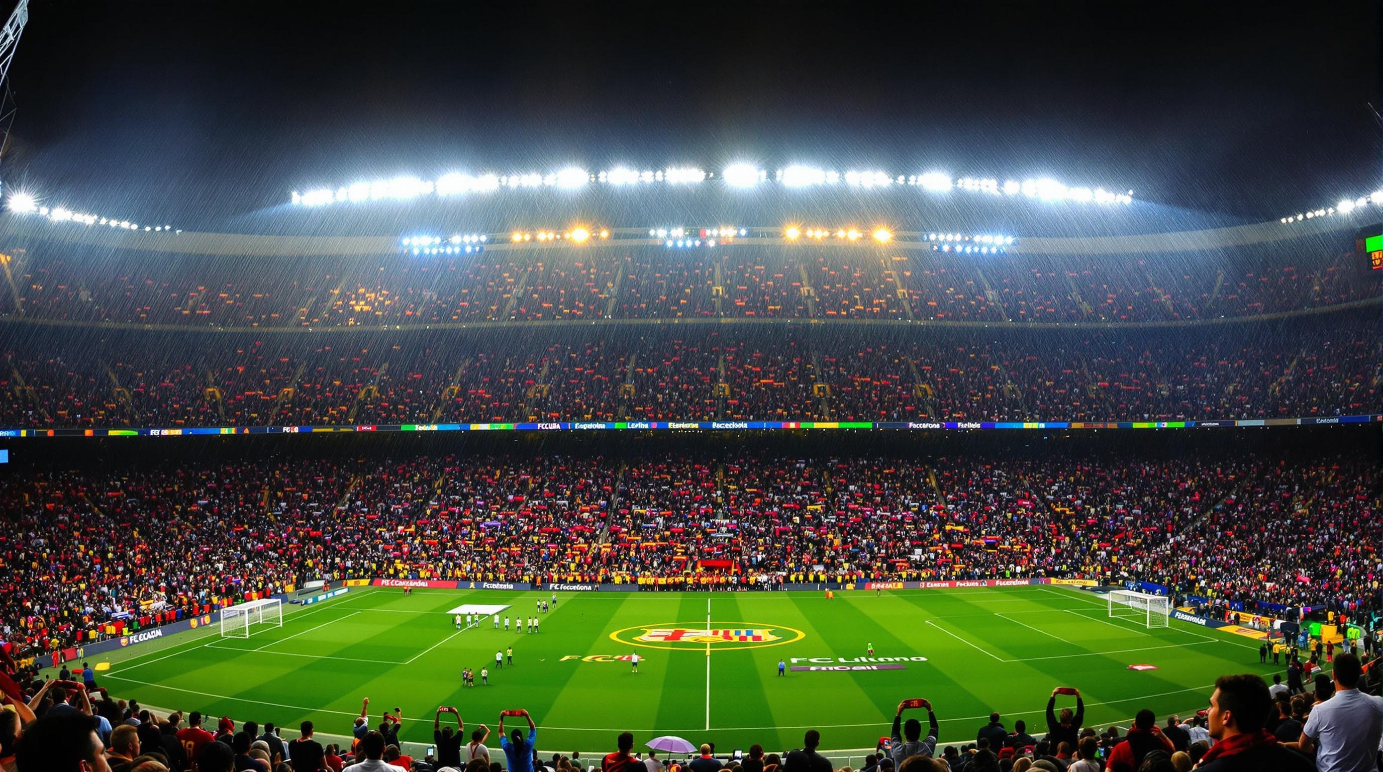 Match FC Barcelona Estadi Olímpic ambiance soir Palau Musica plan B pluie