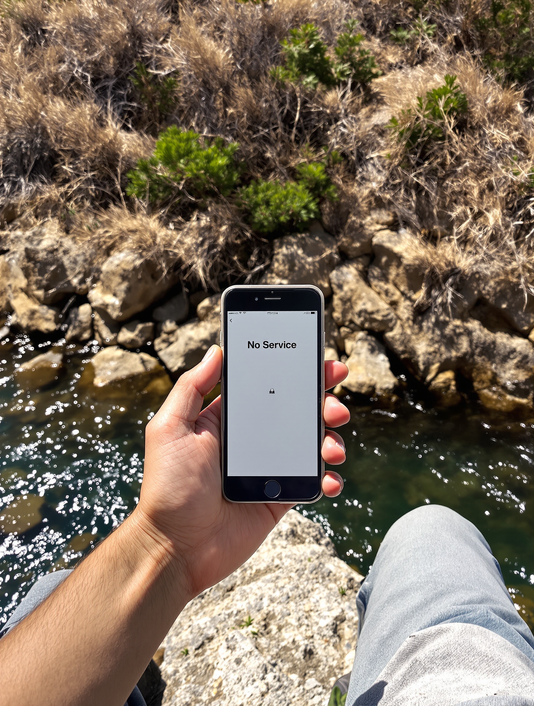 aucun réseau mobile smartphone No Service Zoza Corse digital detox