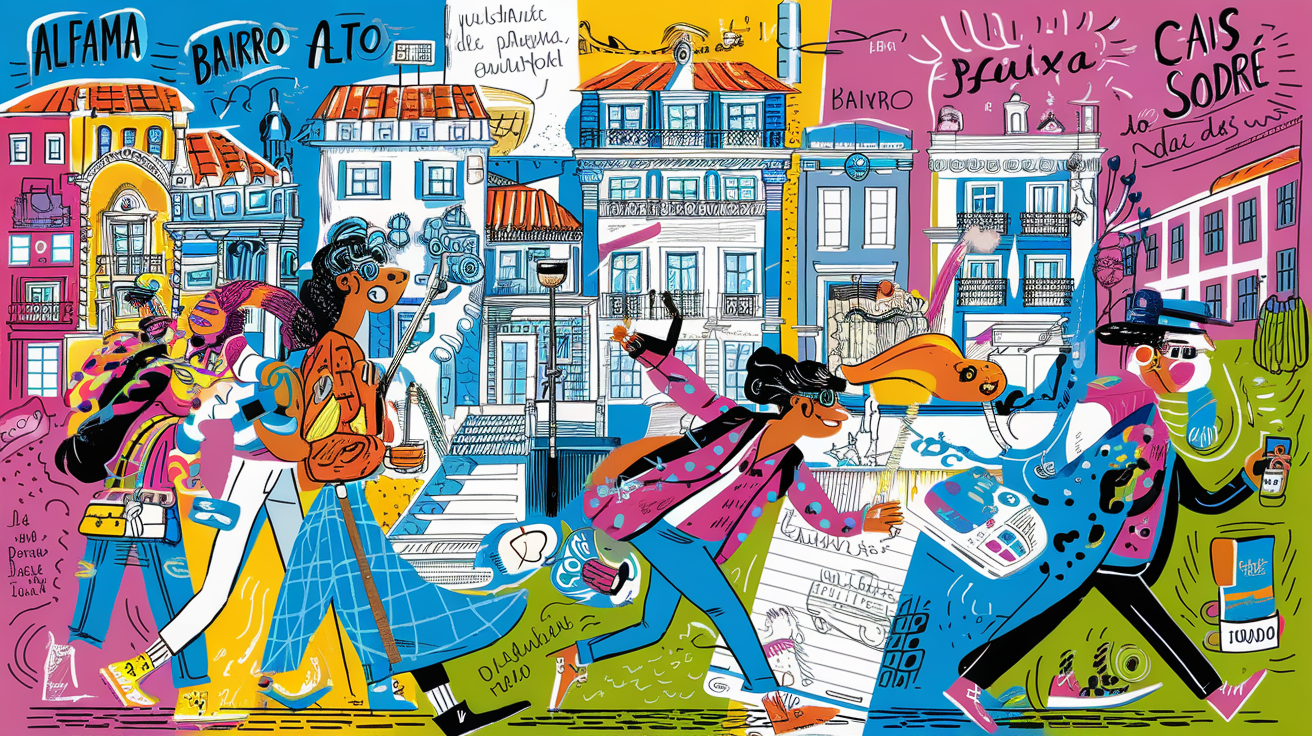 Tableau des quartiers de Lisbonne et profils d'hostel.