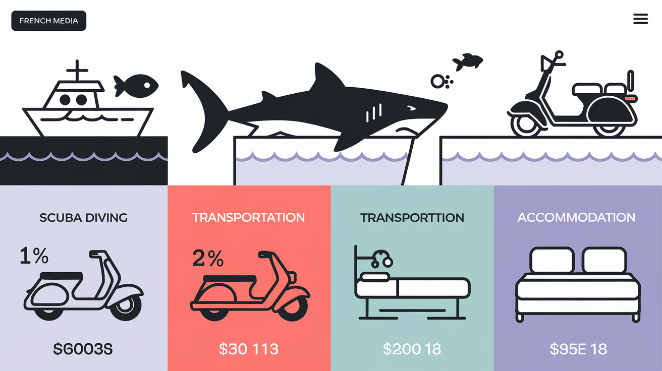 Tableau comparatif coûts plongée, transports et hébergements Bali Requins