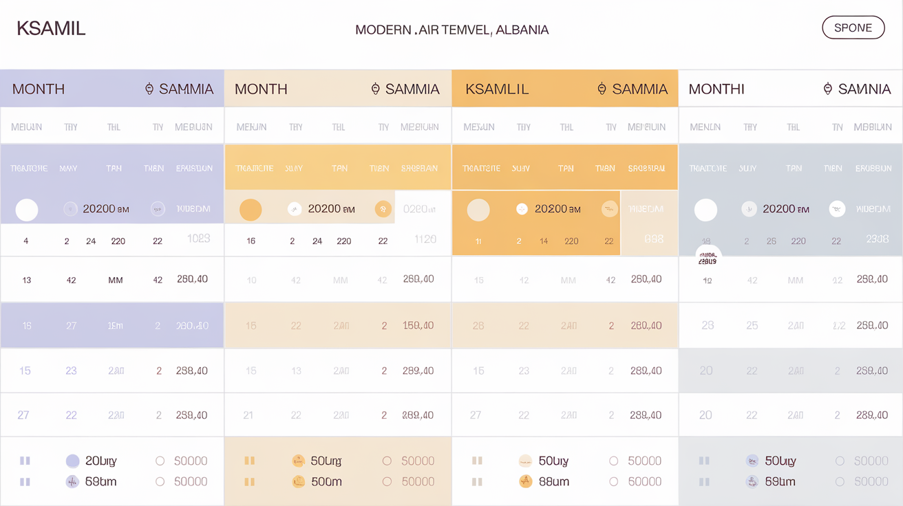 Tableau températures air et mer + affluence par mois à Ksamil.
