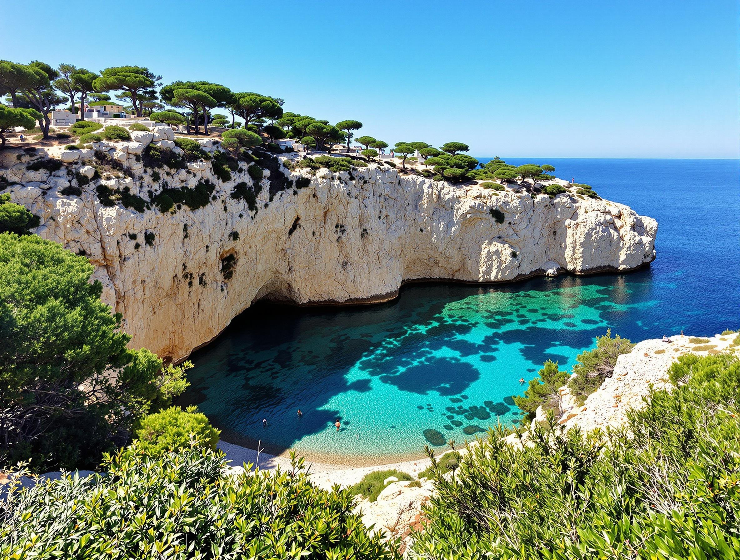 Vue aérienne d'une piscine naturelle sauvage en Corse