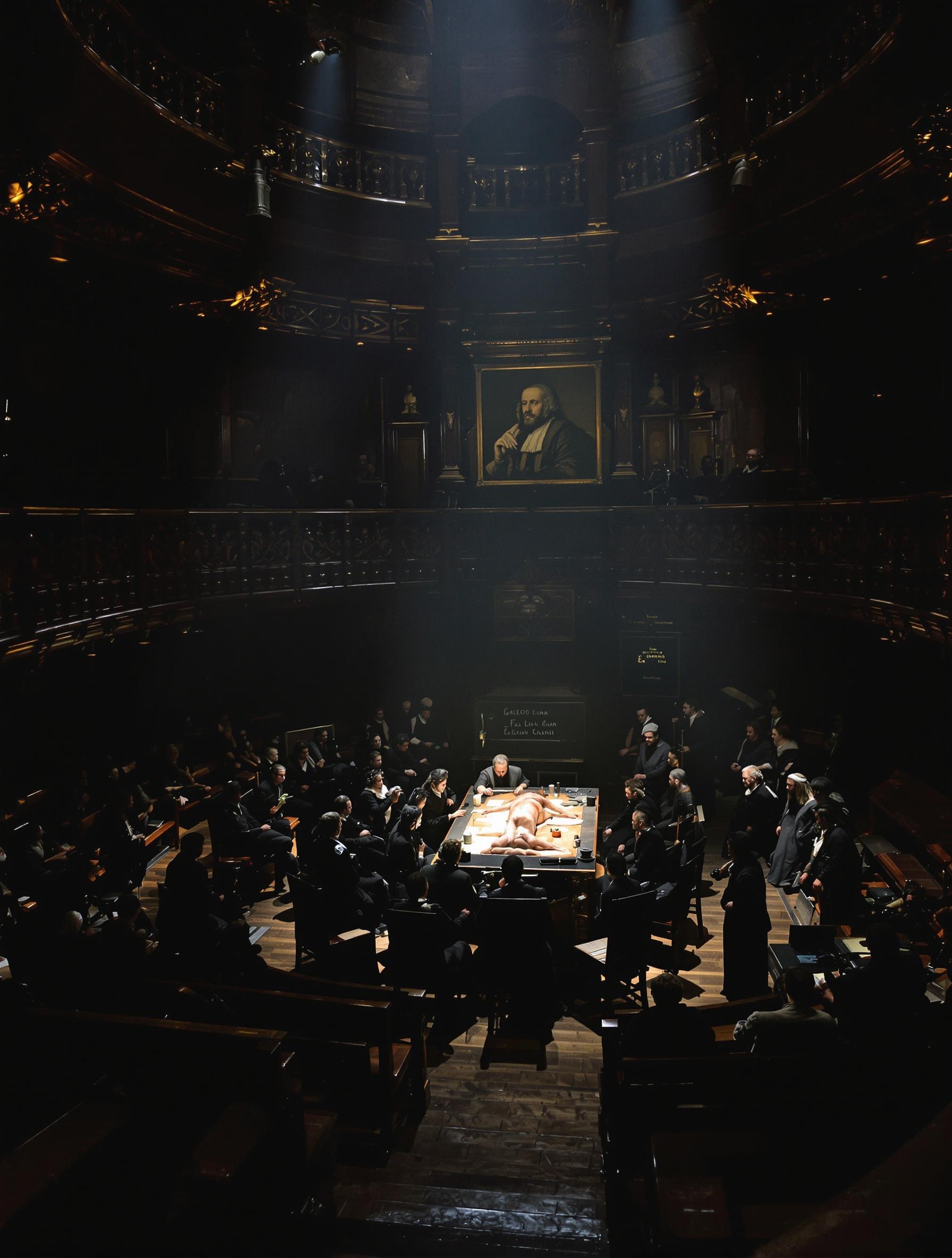 Théâtre anatomique de l’Université de Padoue, ambiance Renaissance.