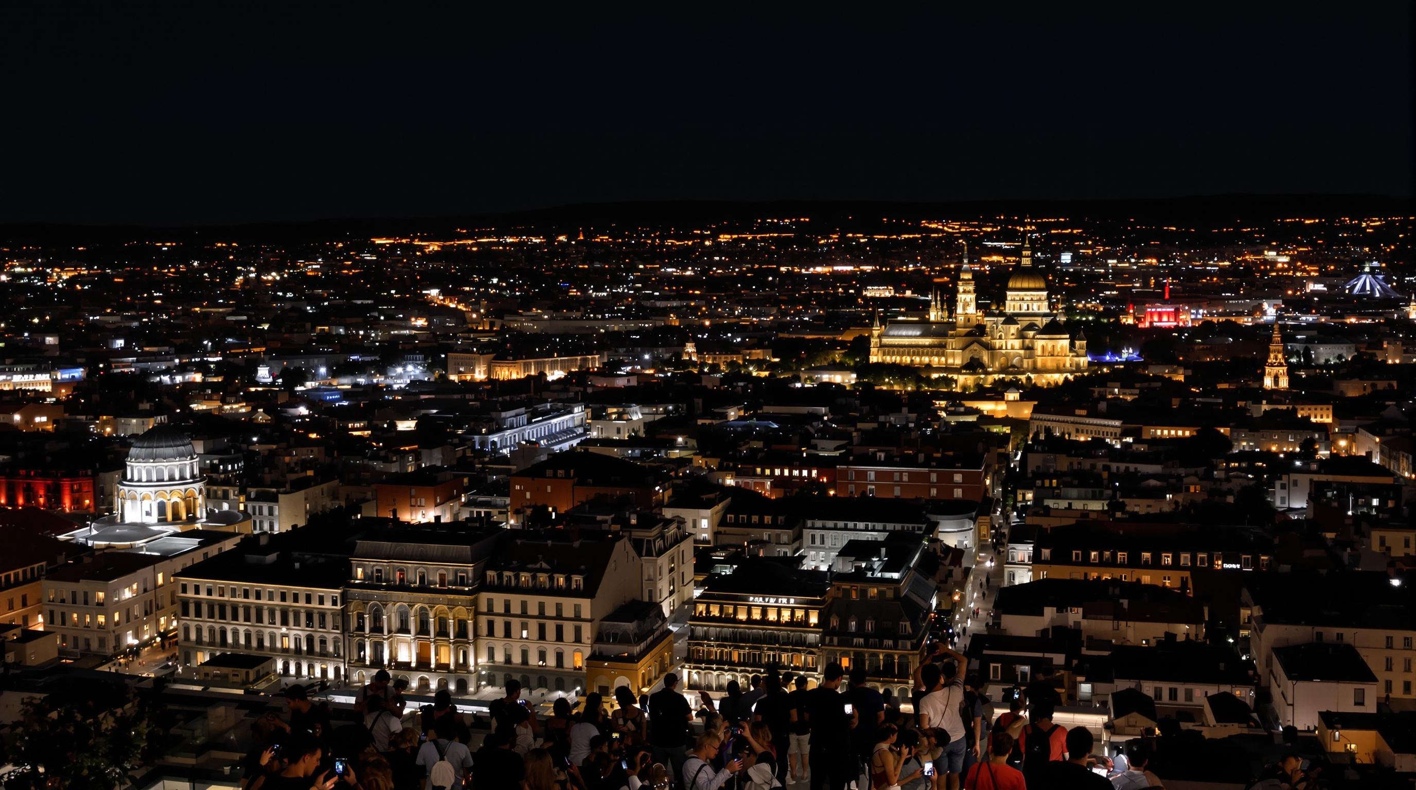 Vue nocturne rooftop Lyon Opéra Fourvière