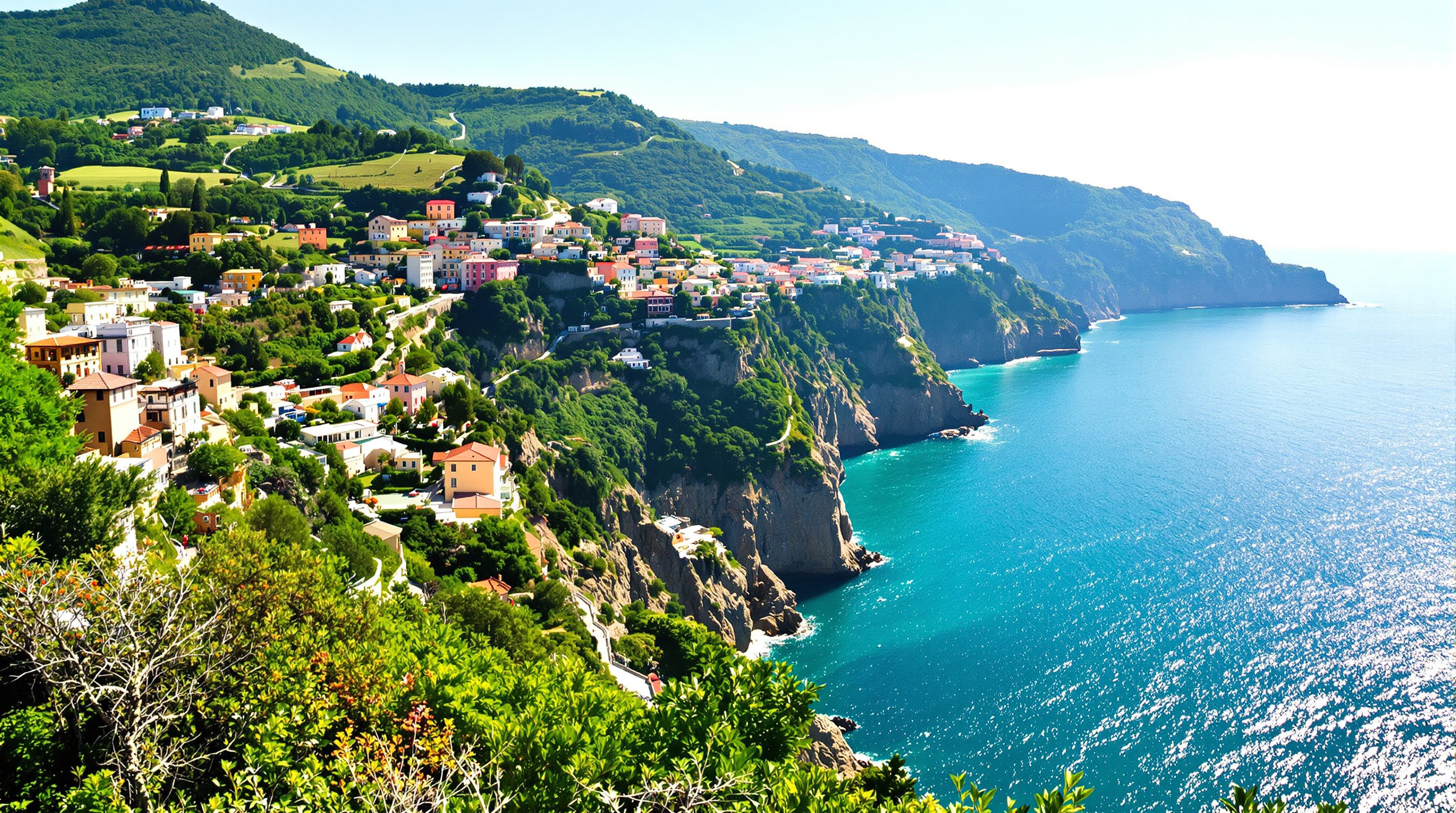 Vue panoramique depuis le Belvédère de Santa Maria à Corniglia sur la mer Ligure et les falaises